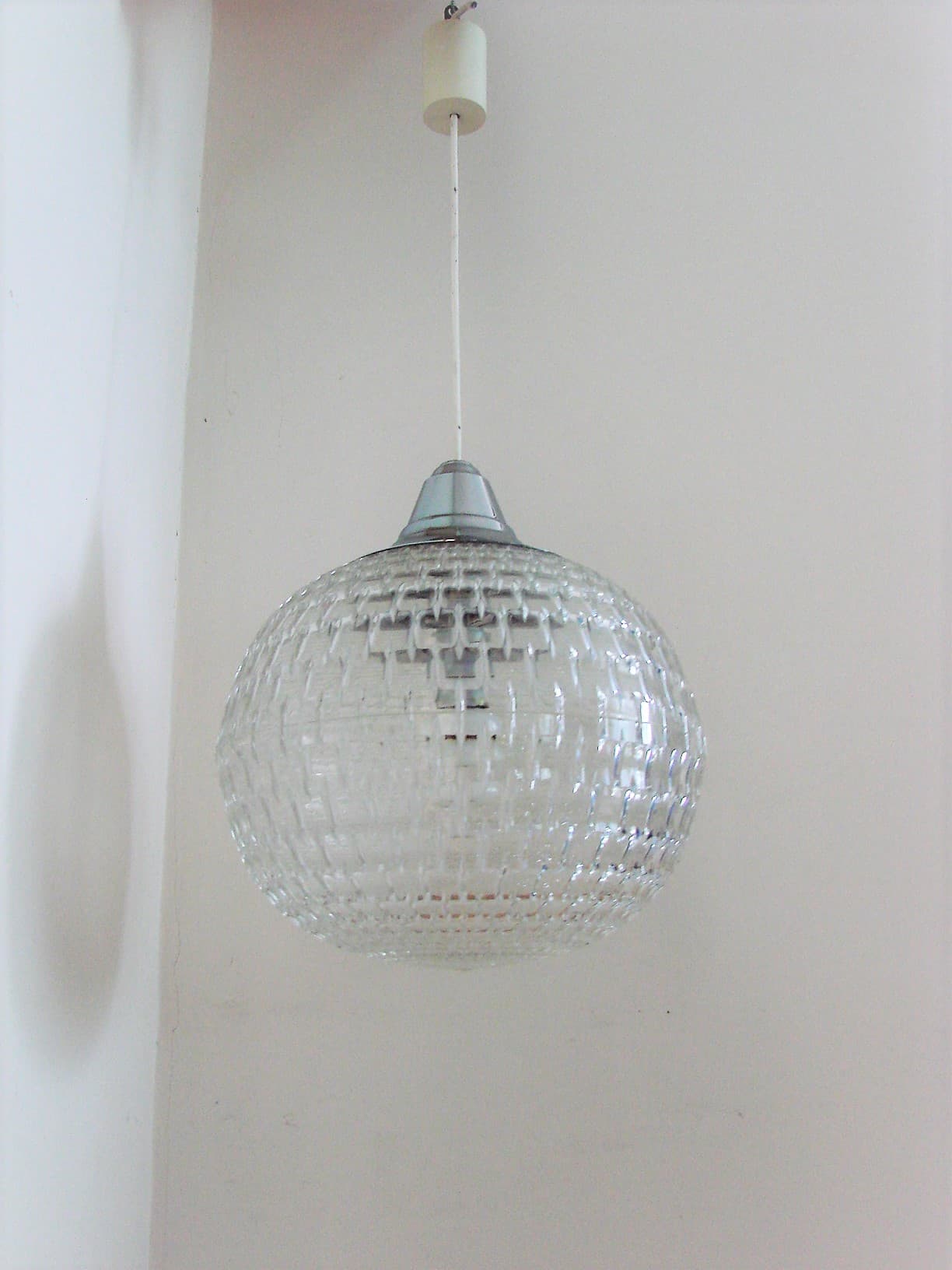 Lampa wisząca 2106, transparentny akryl, chrom, ERCO, Niemcy, lata 70. - 227563