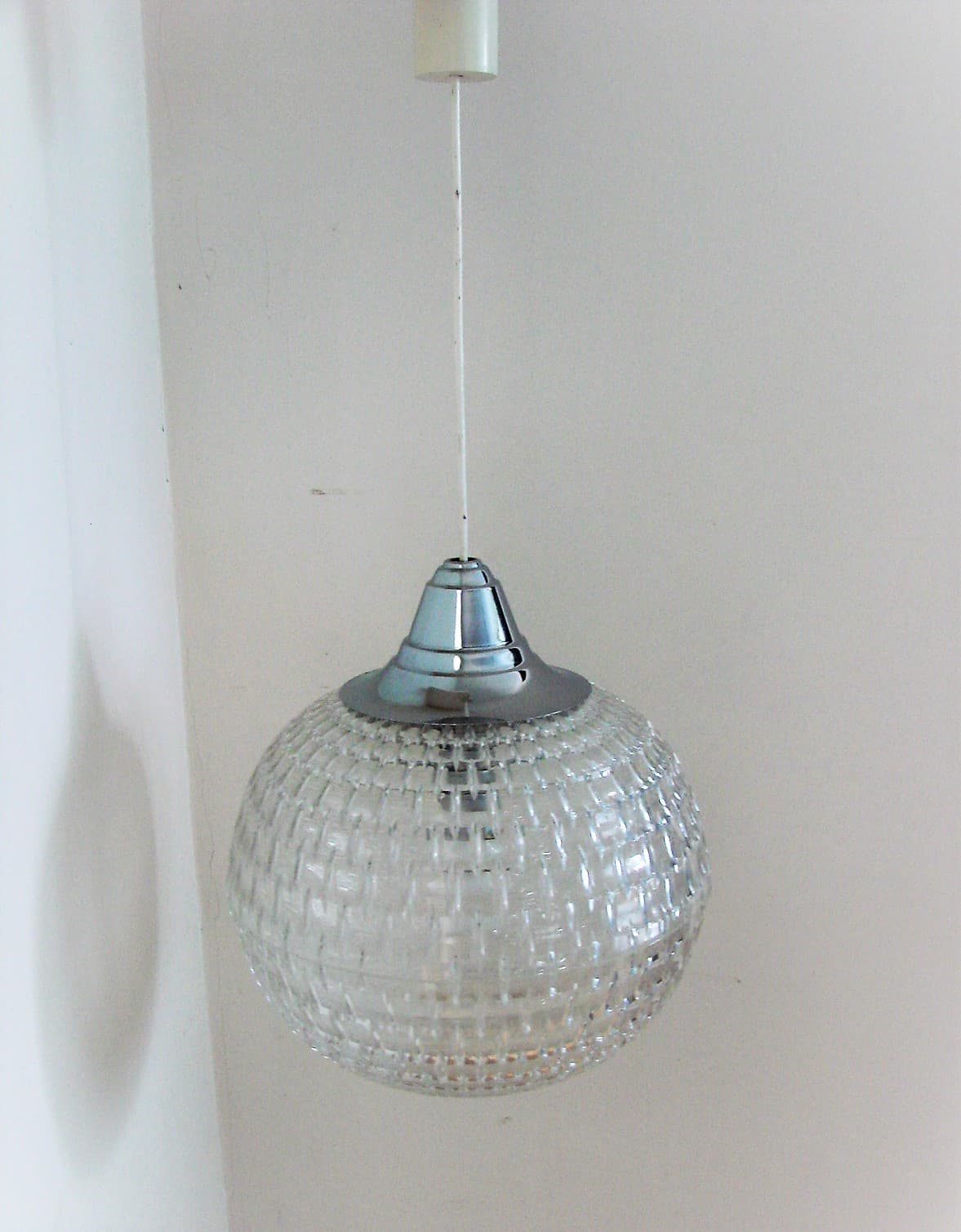 Lampa wisząca 2106, transparentny akryl, chrom, ERCO, Niemcy, lata 70. - 227561