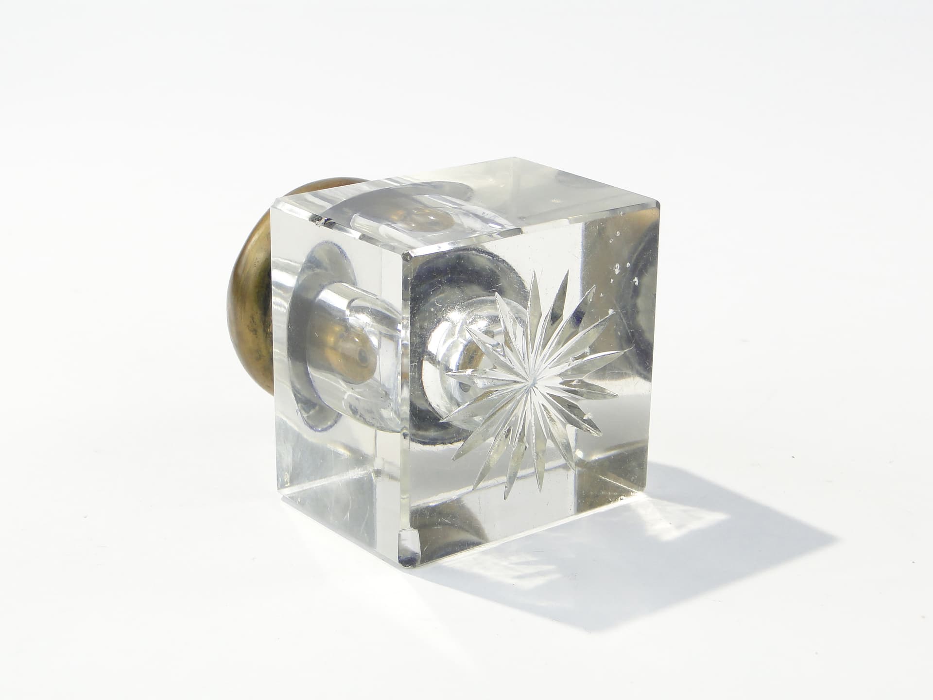 Kałamarz, transparentny kryształ, mosiądz, Austria, lata 20. - 227611