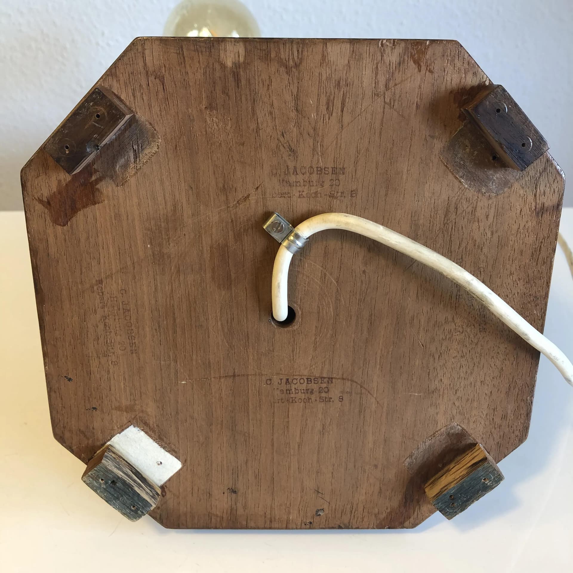 Desk lamp, dark brown teak wood, brass, Germany, 1960s - 16727