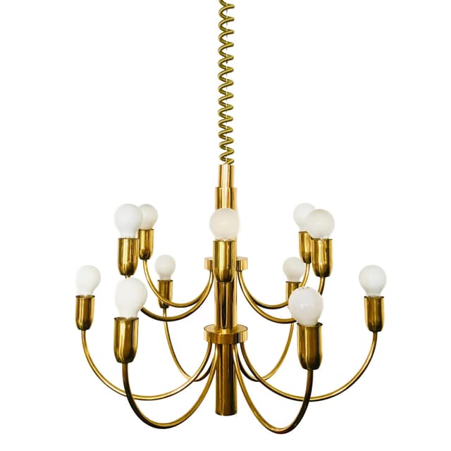 Ceiling lamp, golden brass, Star Leuchten Köln, Germany, 1970s - DIMENSION
