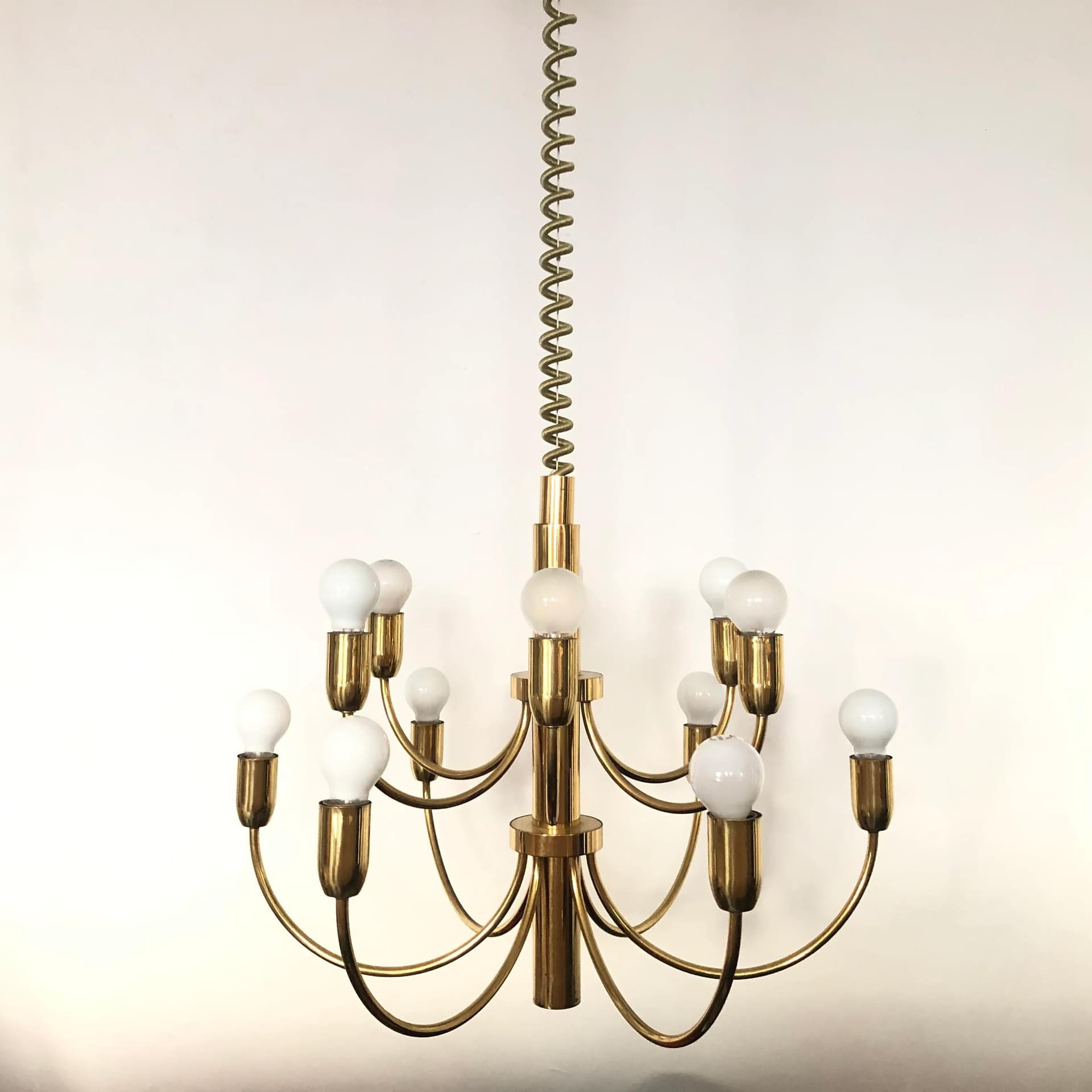 Ceiling lamp, golden brass, Star Leuchten Köln, Germany, 1970s - 16714