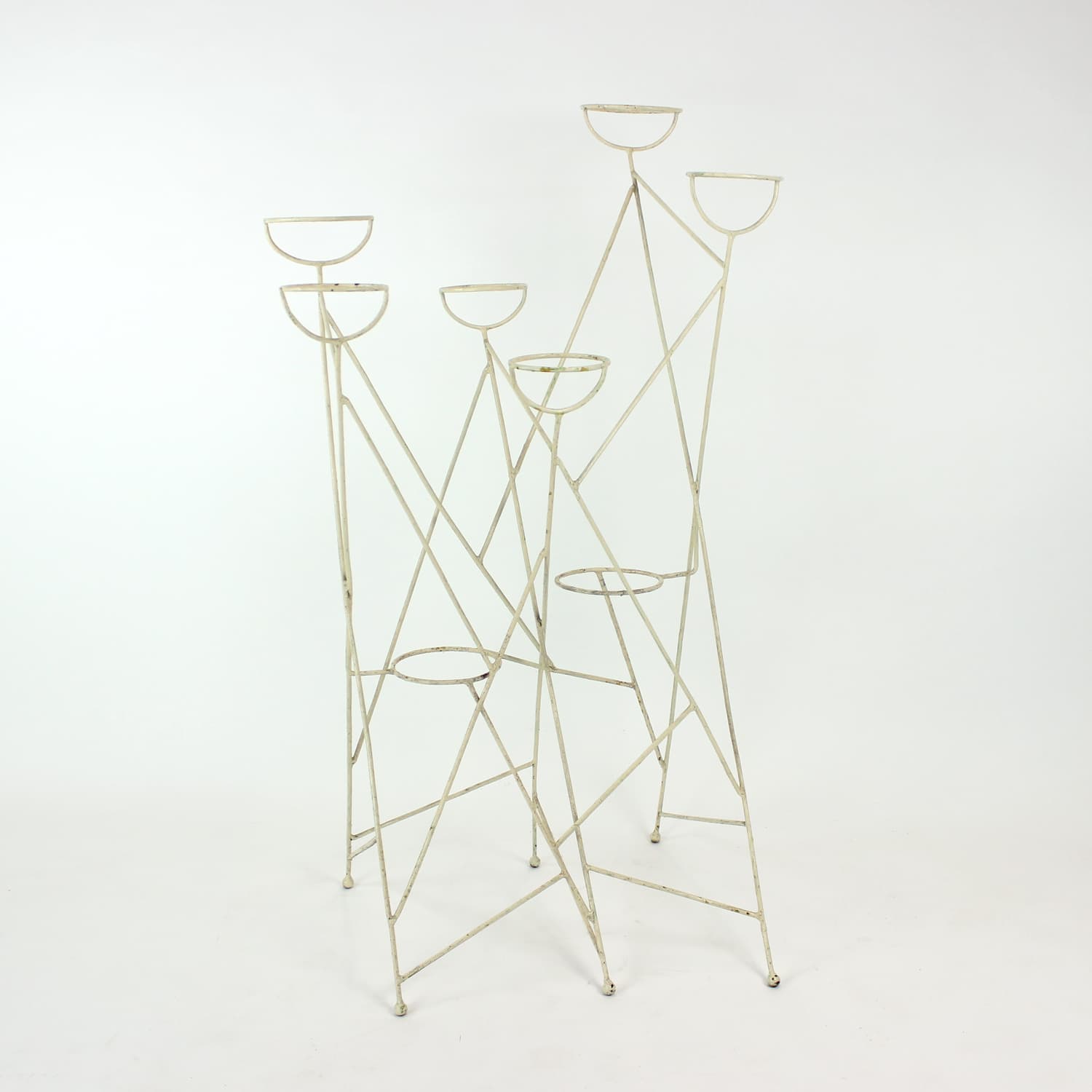 Stojak na kwiaty, biały, stal, Czechosłowacja, lata 60. - 227852