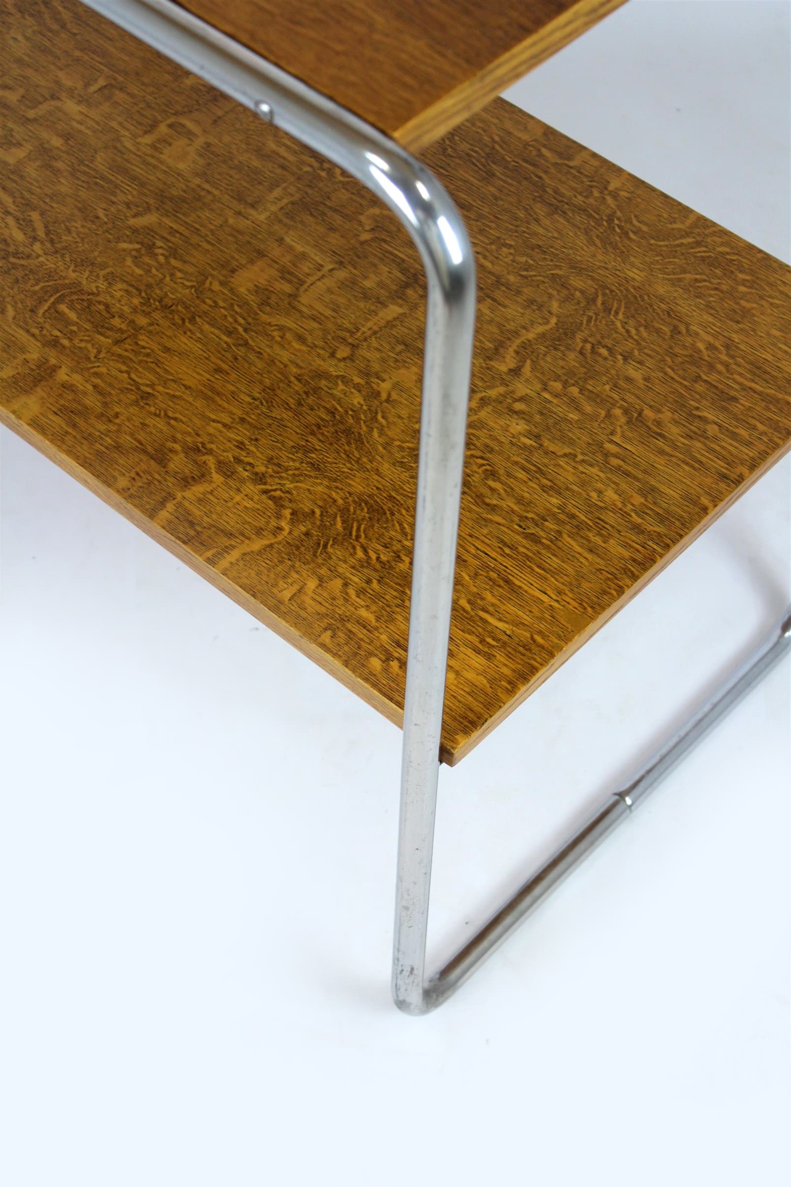 Stolik B12, Bauhaus, brązowy, drewno, stal chromowana, proj. M. Breuer, lata 30. - 227868