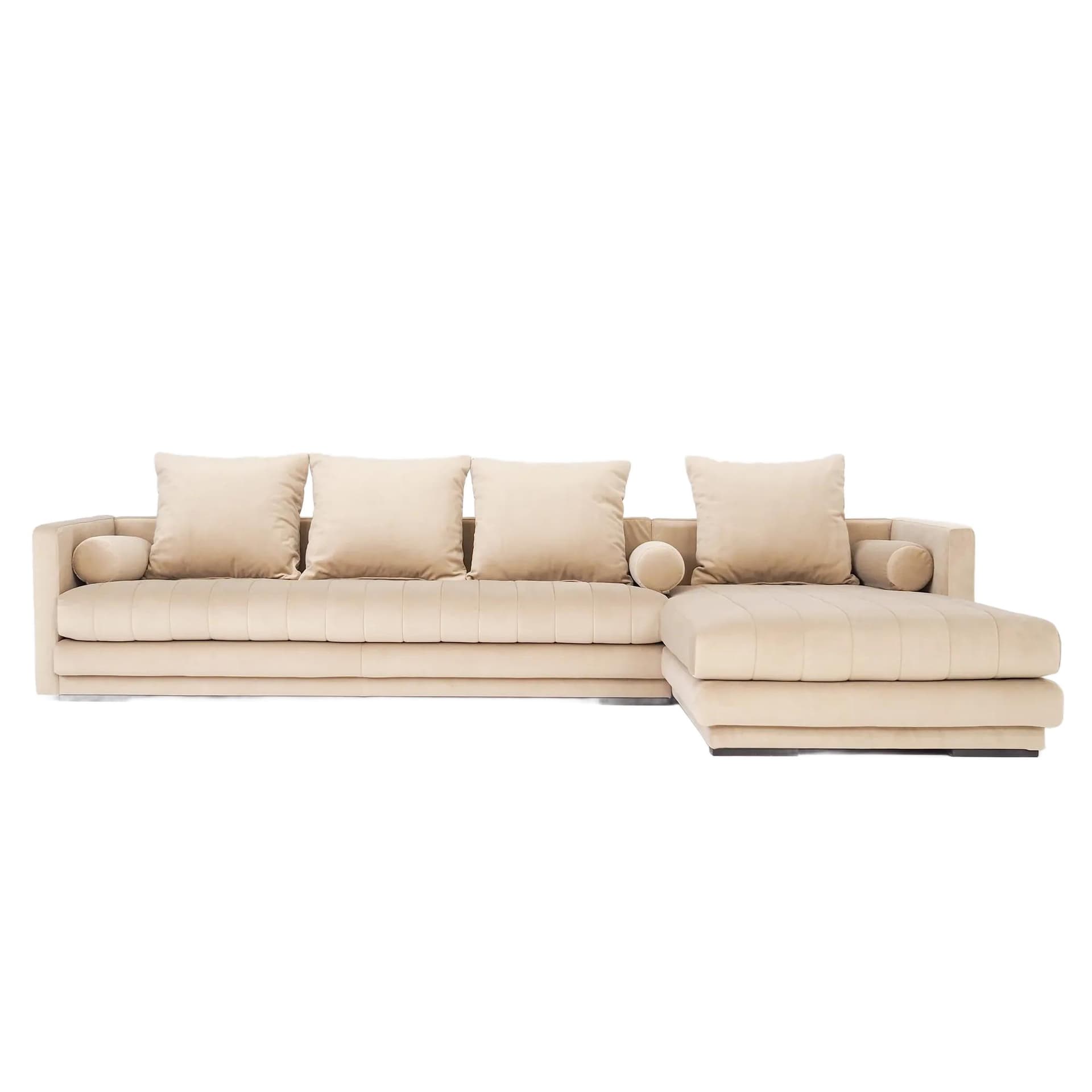 Narożnik Kopenhaga, beżowy velvet, Polska, lata 90.