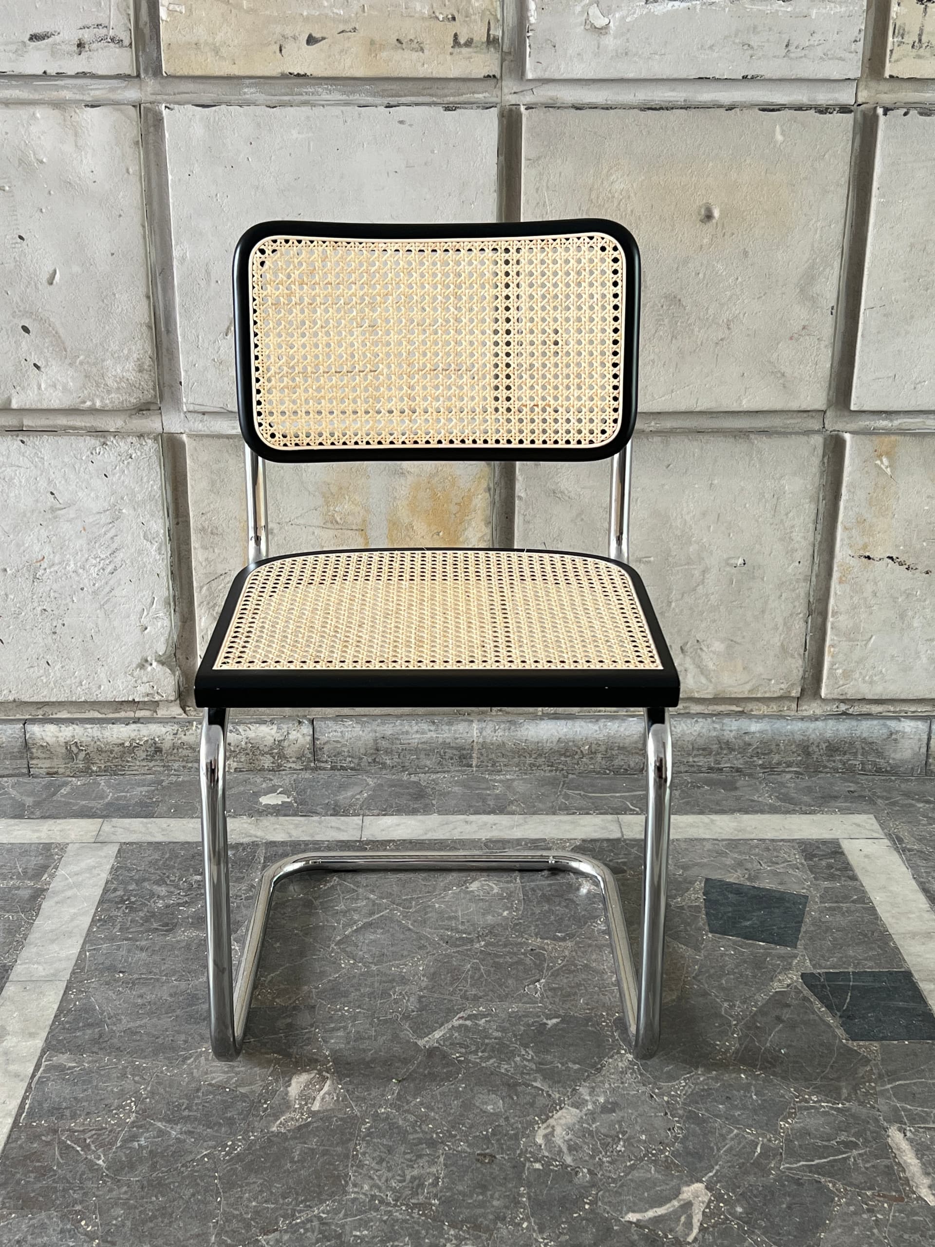 Zestaw 4 krzeseł z giętej stali wg proj. M.Breuer, Bauhaus, czarne - 228233