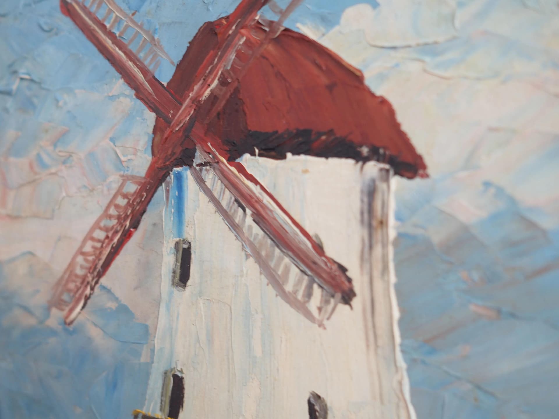Painting Colorful Windmill, multicolor, wood, by A. V. Thrane, Scandinavia, 1960s - 16663