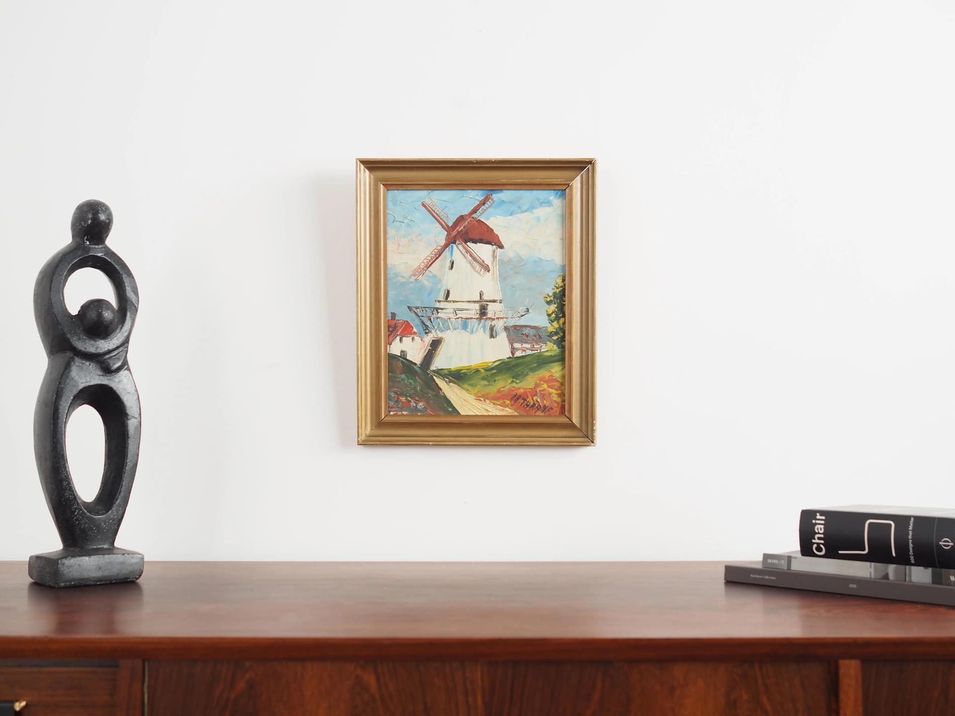 Painting Colorful Windmill, multicolor, wood, by A. V. Thrane, Scandinavia, 1960s - 16660