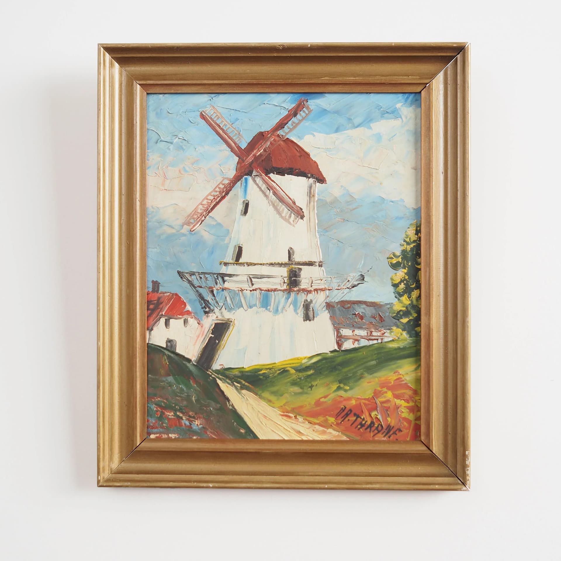 Painting Colorful Windmill, multicolor, wood, by A. V. Thrane, Scandinavia, 1960s - 16662