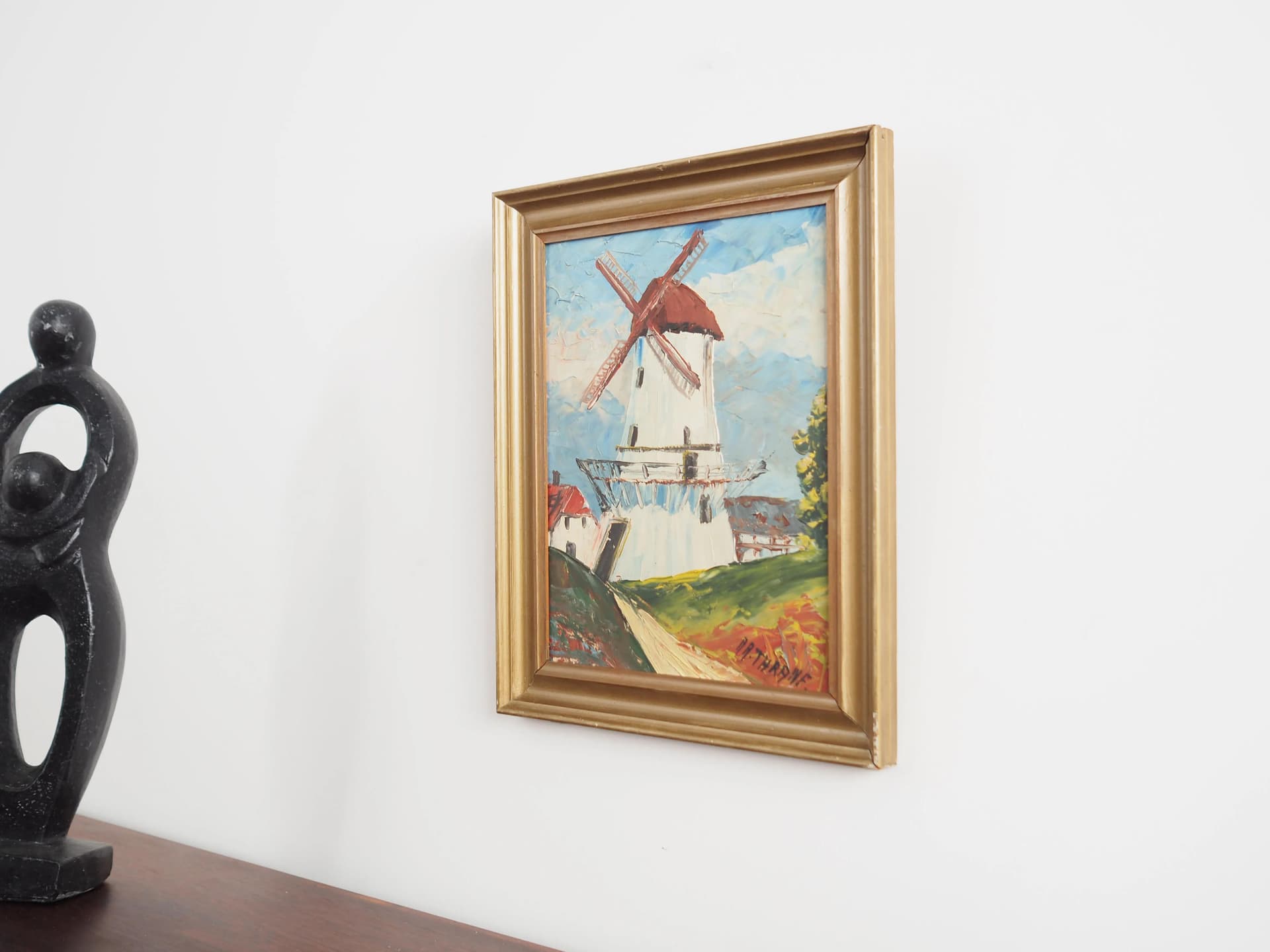 Painting Colorful Windmill, multicolor, wood, by A. V. Thrane, Scandinavia, 1960s - 16661