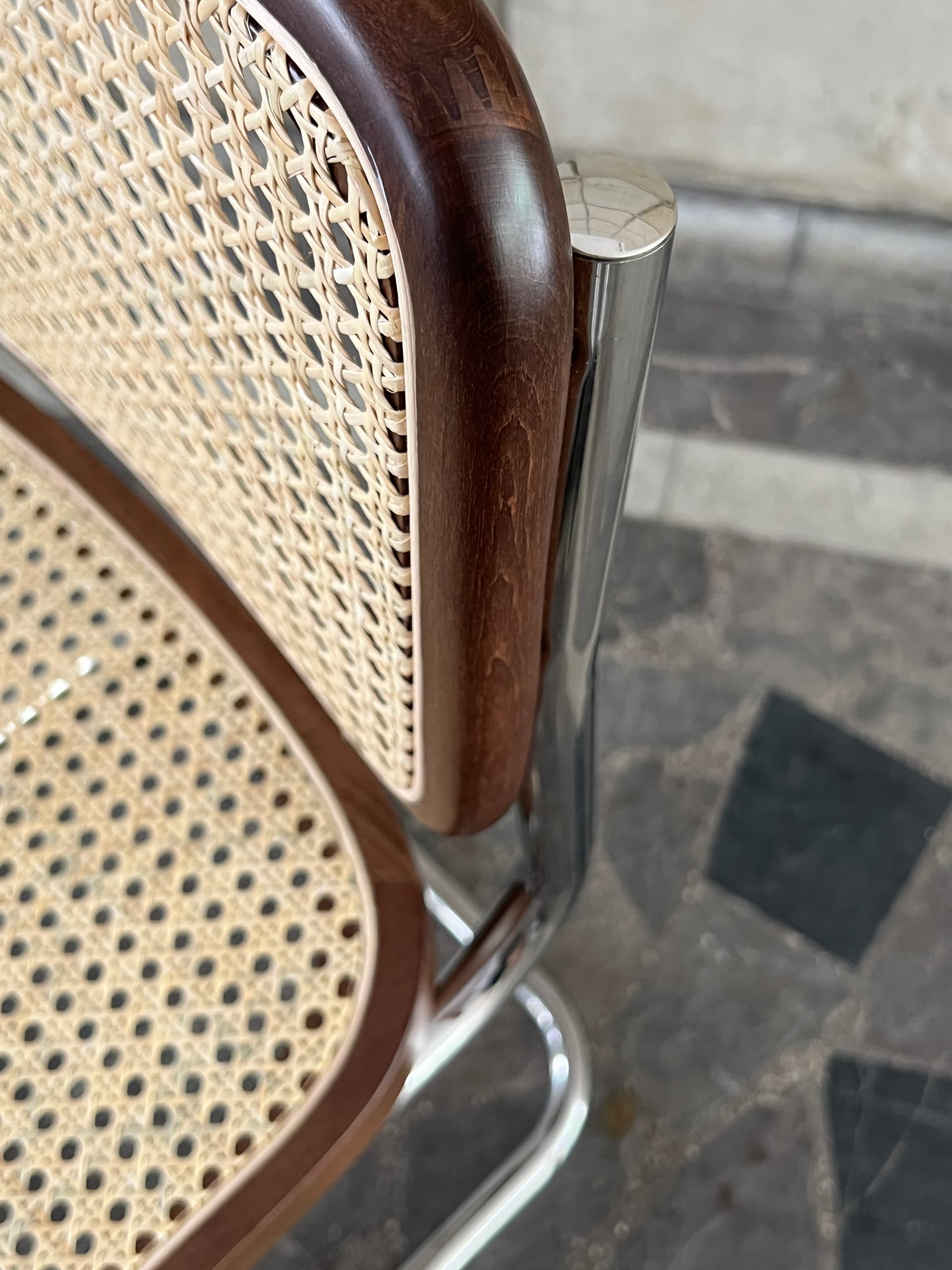 Zestaw 4 krzeseł z giętej stali wg proj. M.Breuer, Bauhaus, brązowe - 228269