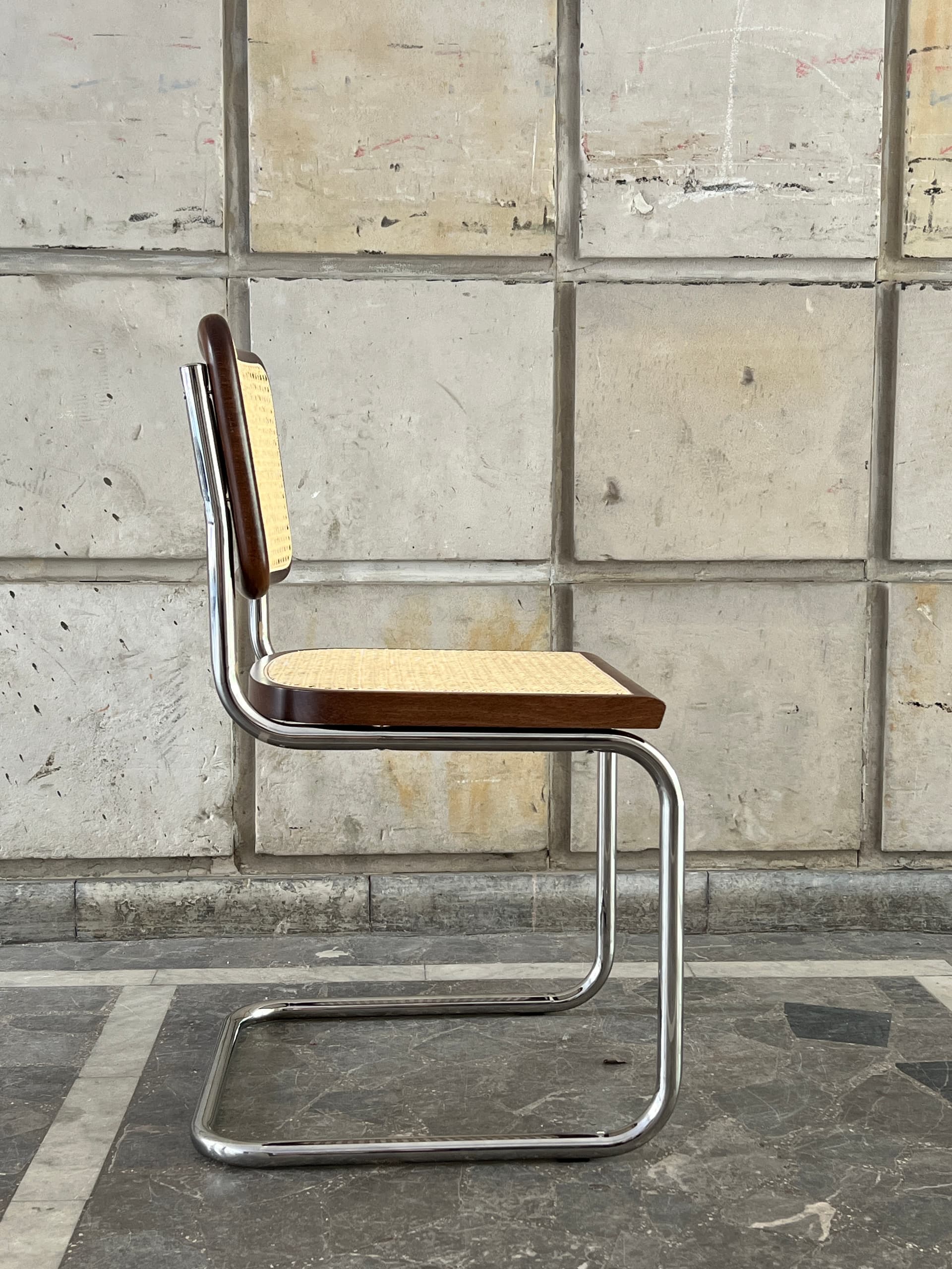 Zestaw 4 krzeseł z giętej stali wg proj. M.Breuer, Bauhaus, brązowe - 228274