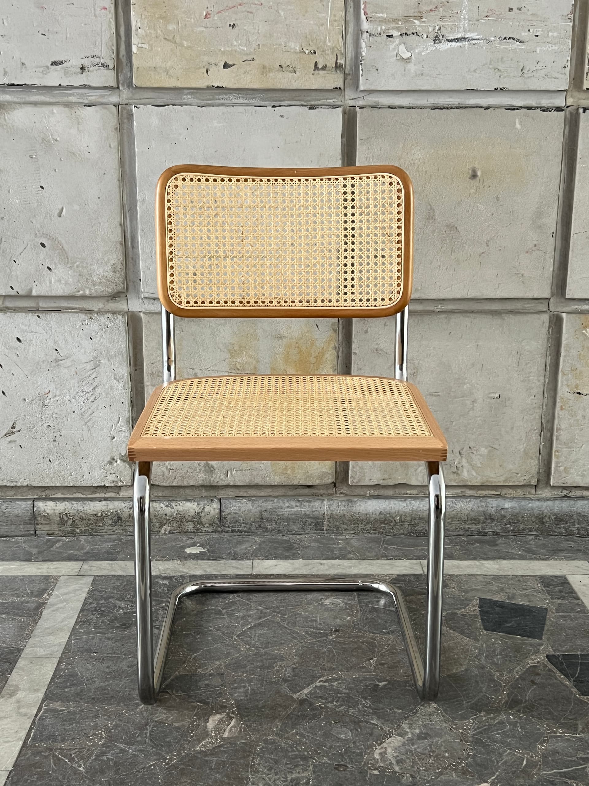 Zestaw 4 krzeseł z giętej stali wg proj. M.Breuer, Bauhaus, miodowe - 228294