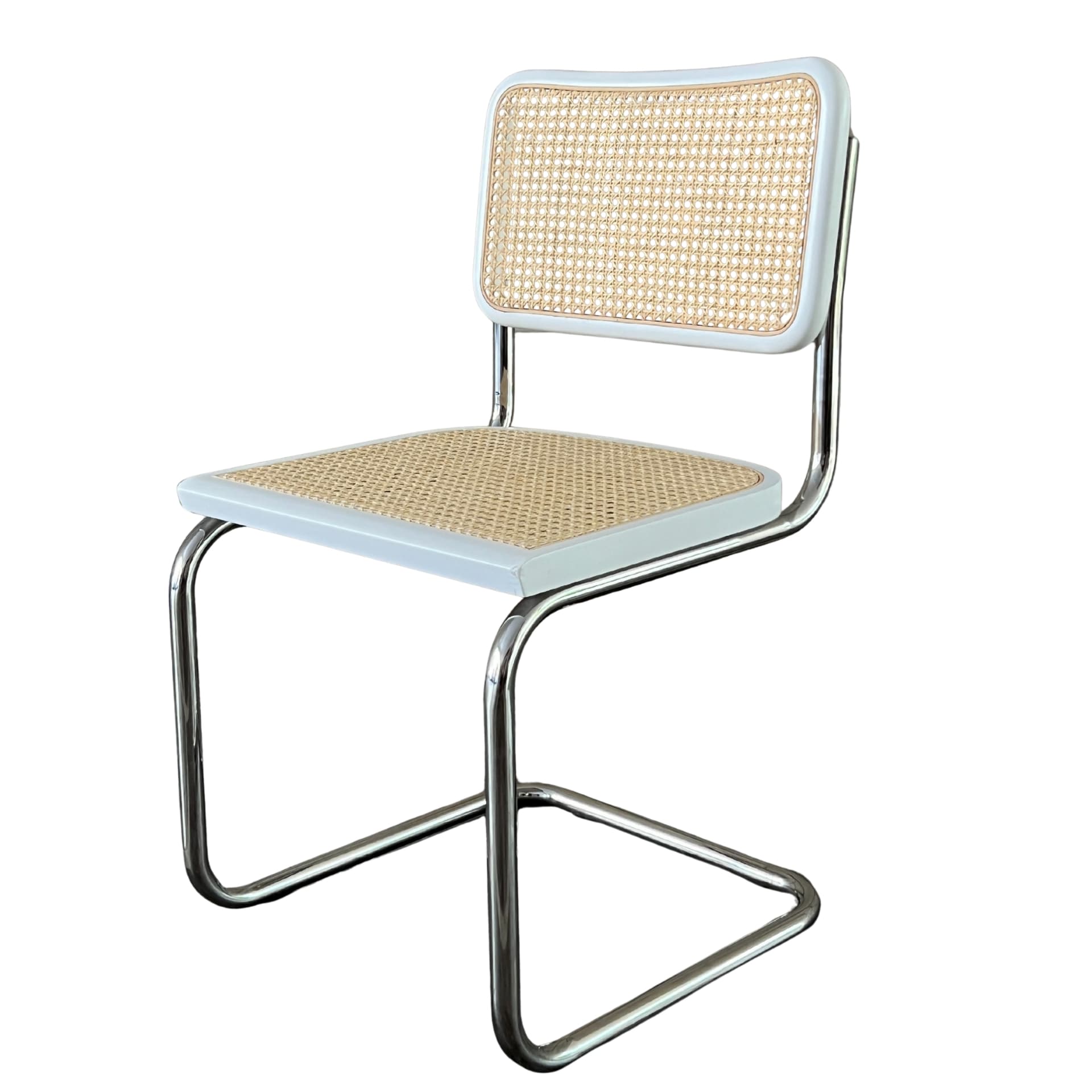 Zestaw 4 krzeseł z giętej stali wg proj. M.Breuer, Bauhaus, białe - 228300