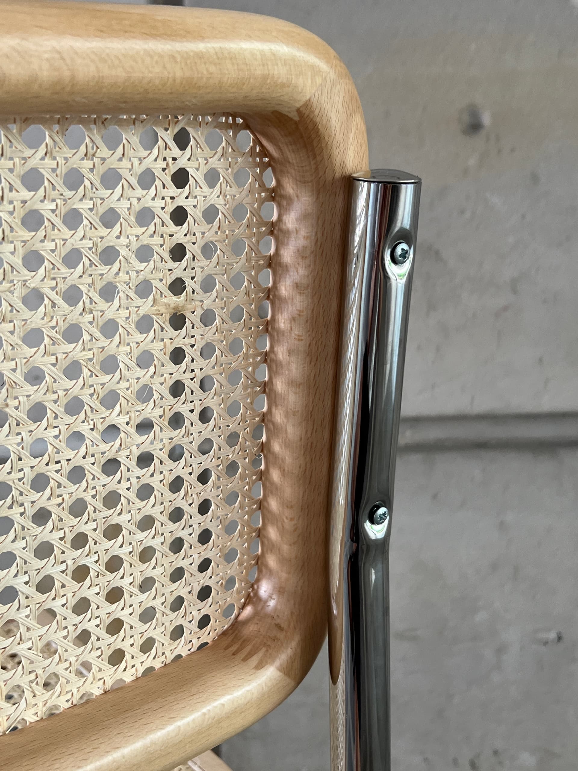 Zestaw 4 krzeseł z giętej stali wg proj. M.Breuer, Bauhaus, naturalny buk - 228318