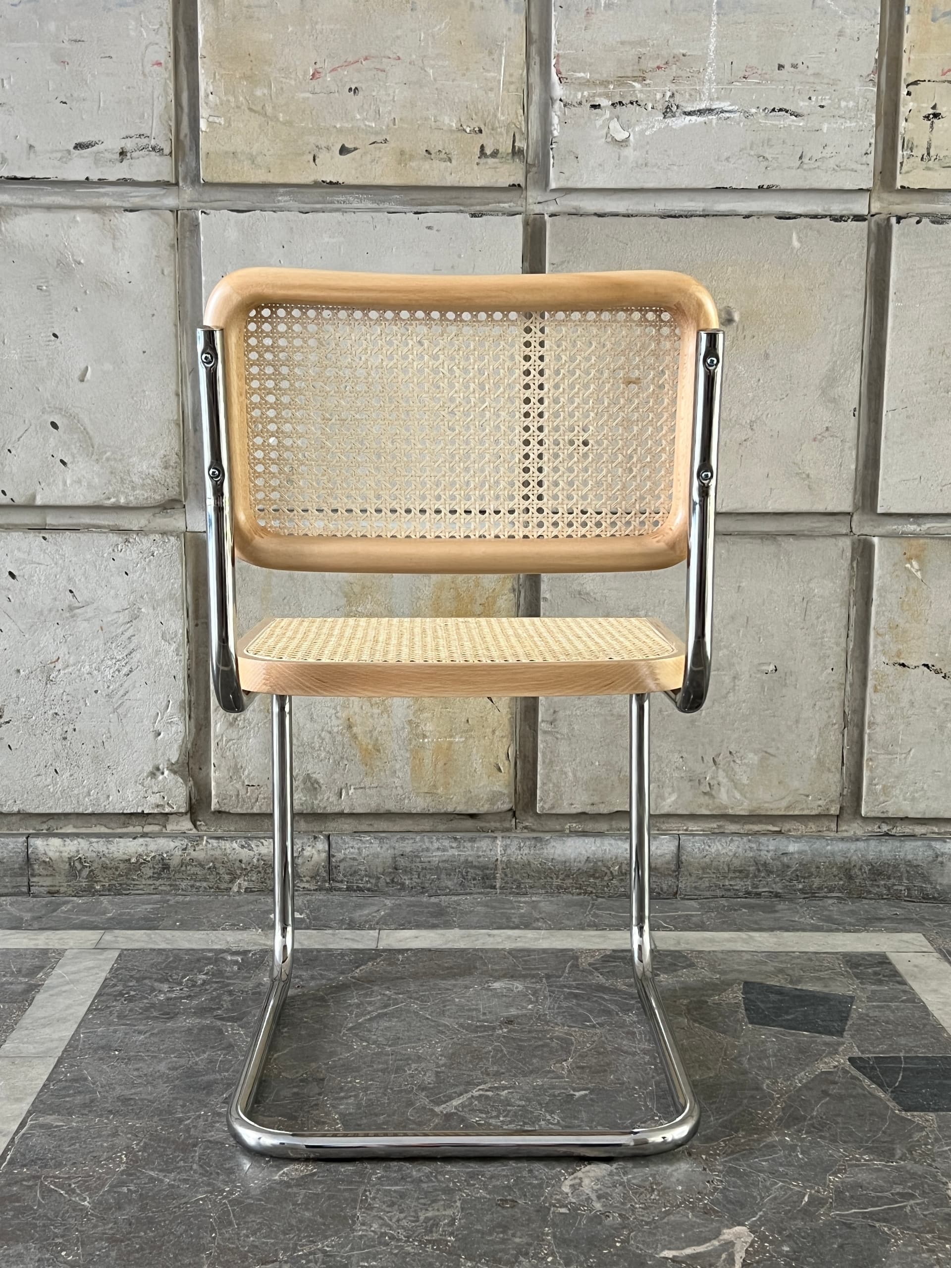 Zestaw 4 krzeseł z giętej stali wg proj. M.Breuer, Bauhaus, naturalny buk - 228322