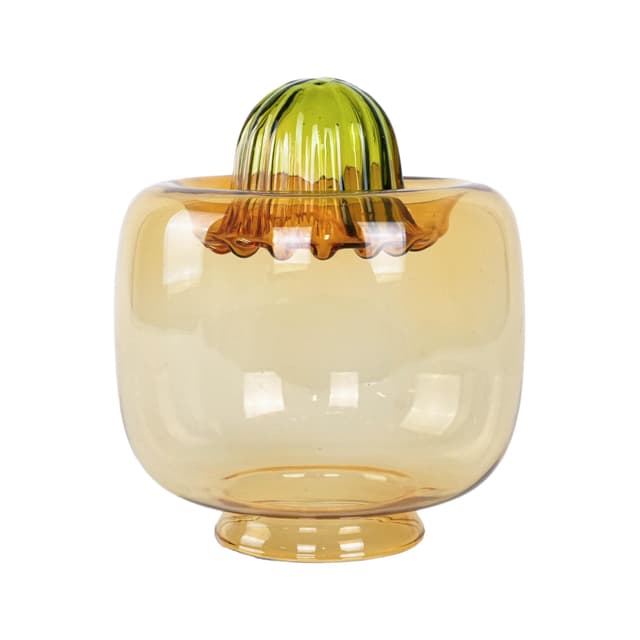 Dekoracja stołowa, szkło bursztynowy zielony, Włochy, lata 70. - WYMIARY