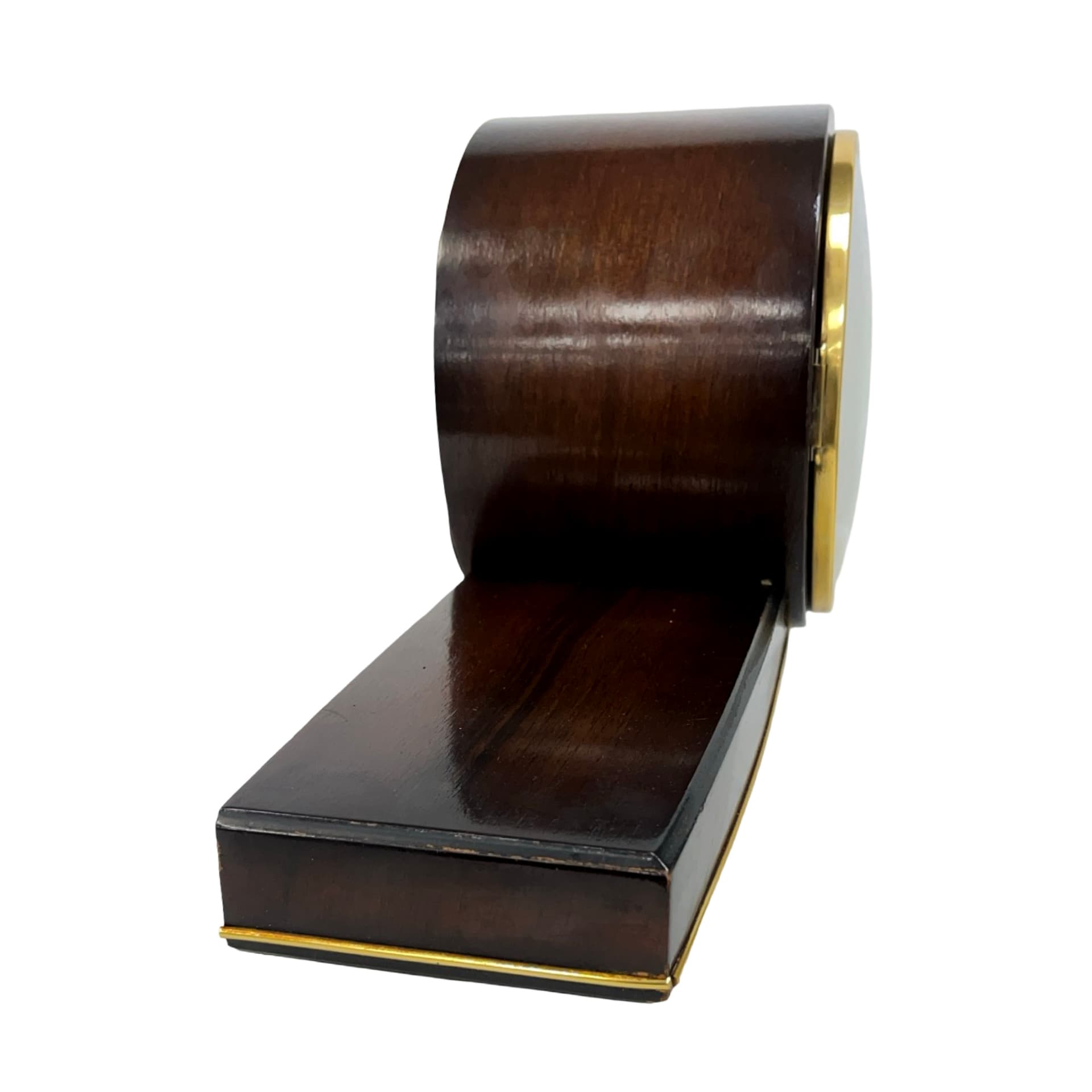 Zegar kominkowy Zentra, czarny, drewno lakierowane, metal, Niemcy, lata 60. - 228431