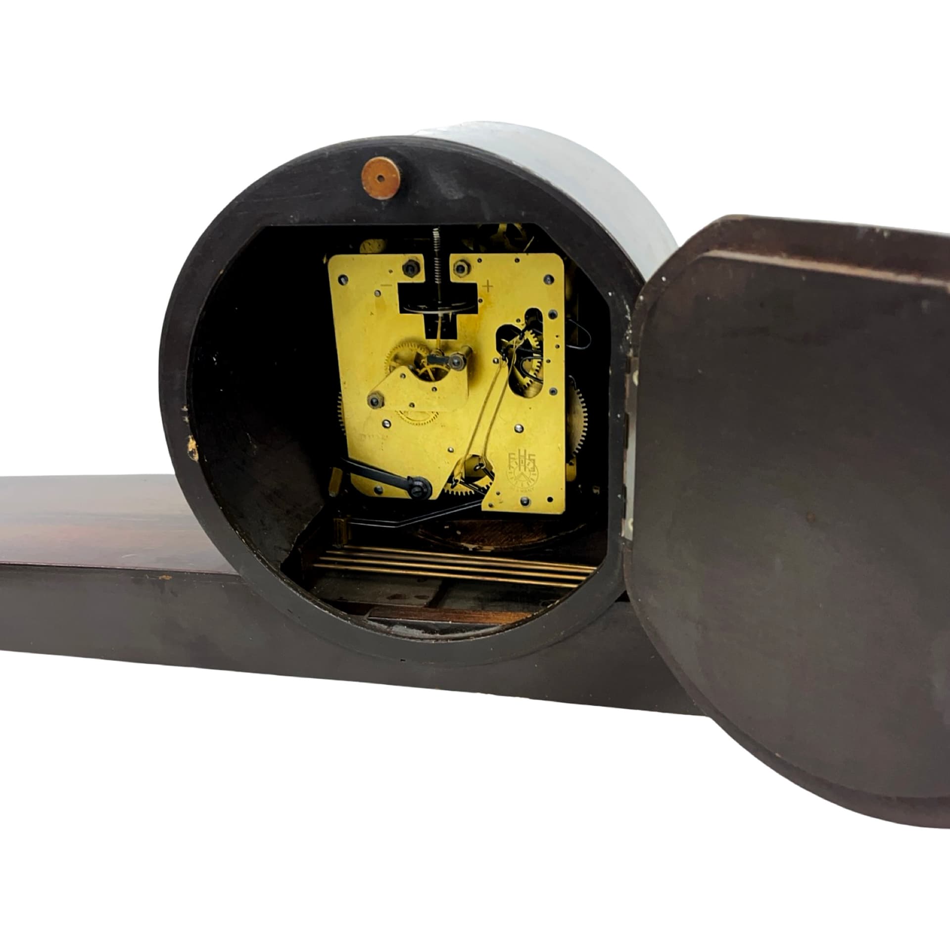 Zegar kominkowy Zentra, czarny, drewno lakierowane, metal, Niemcy, lata 60. - 228432