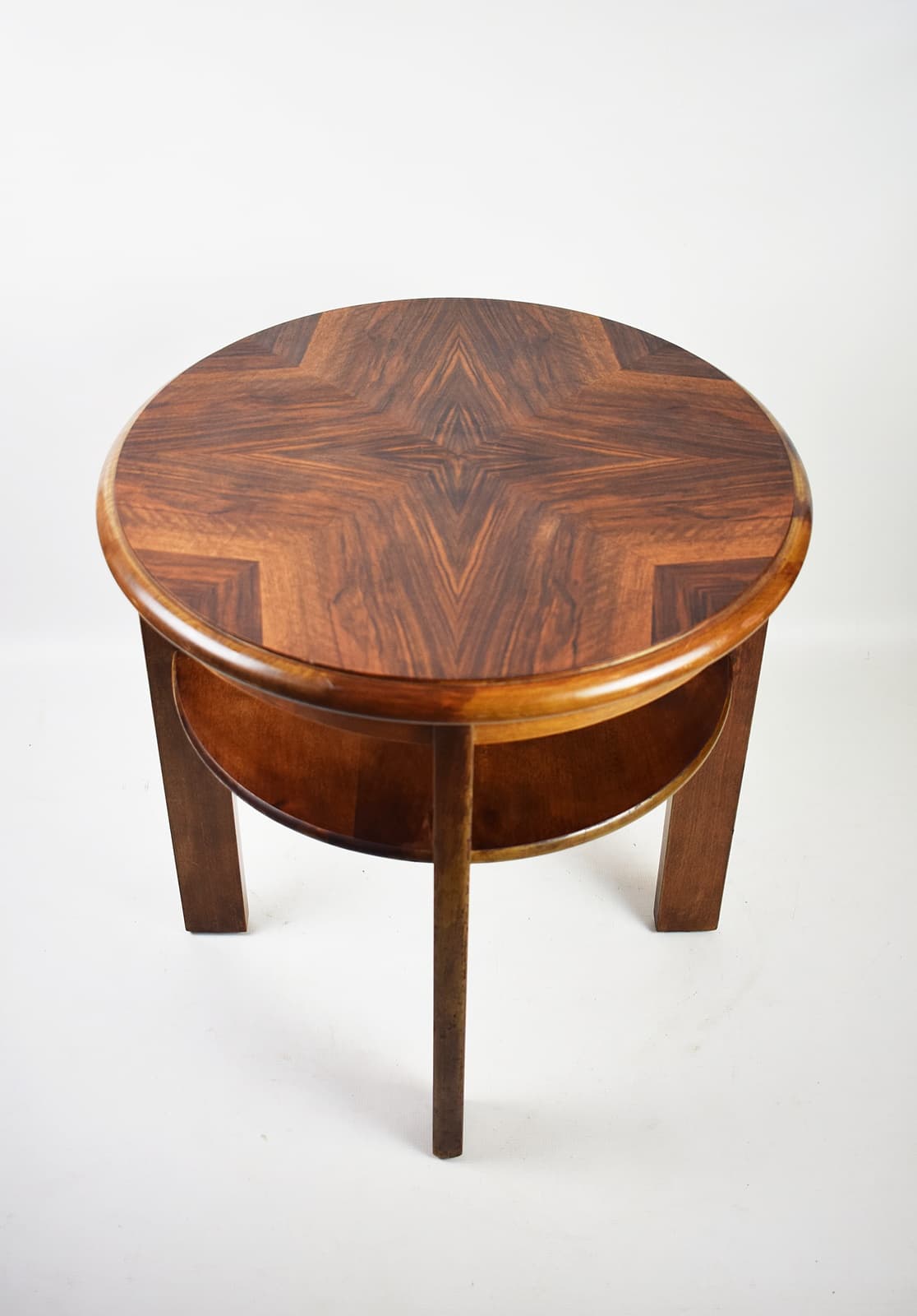 Stolik kawowy Art Deco, brązowy, drewno, Polska, lata 50. - 228486