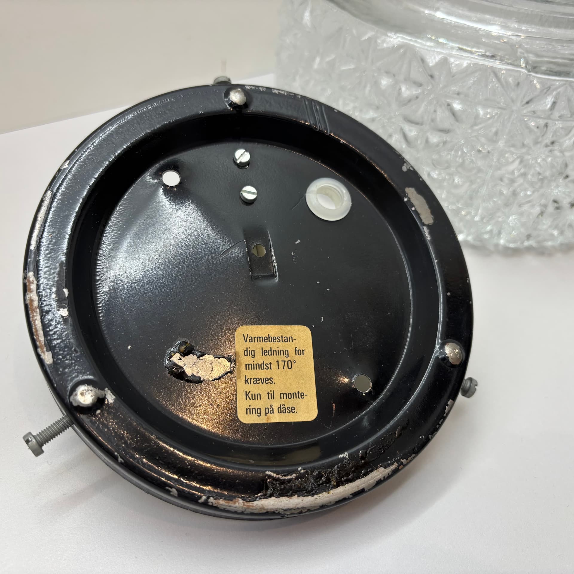 Plafon, transparent szkło, stal, Dania, lata 70. - 228506