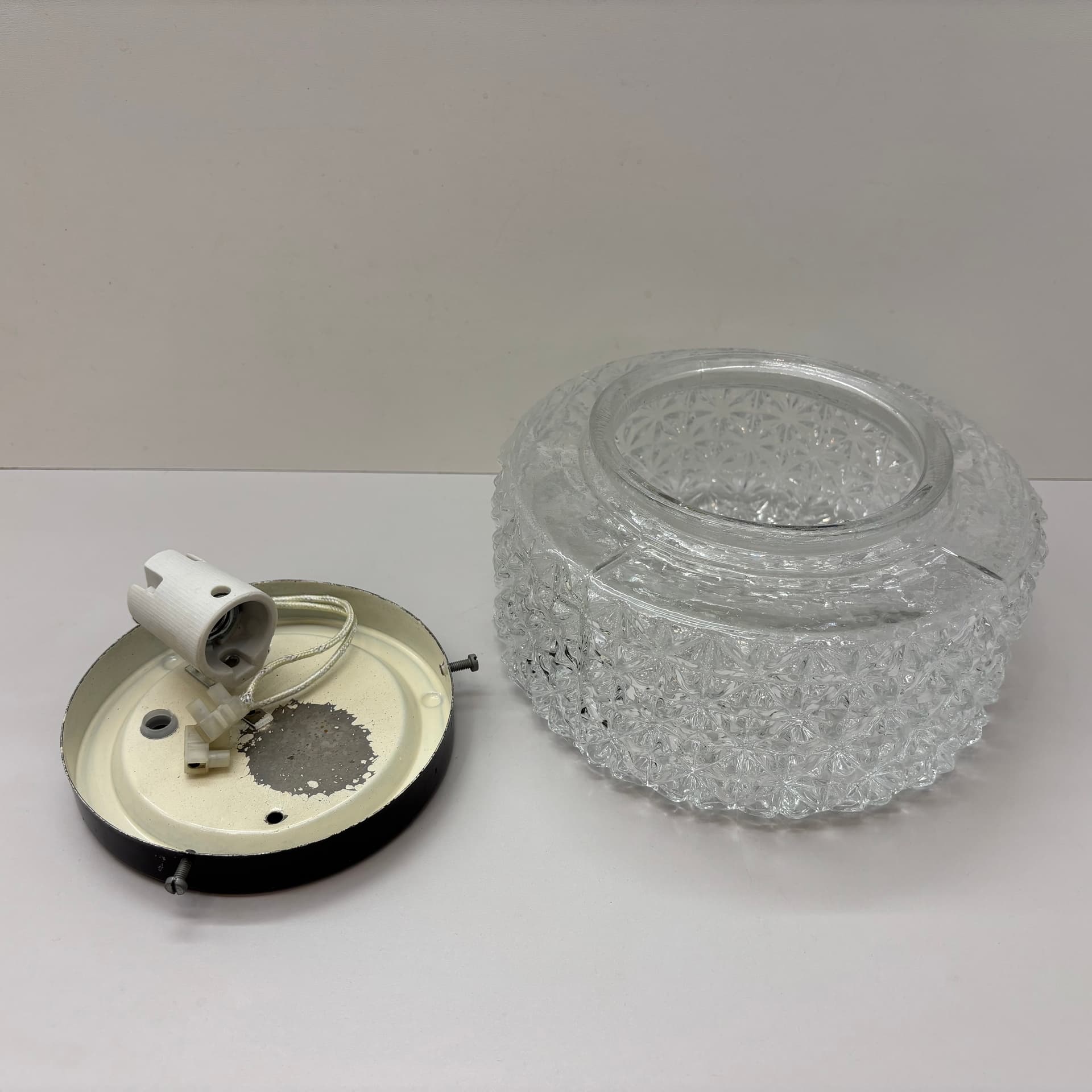 Plafon, transparent szkło, stal, Dania, lata 70. - 228505