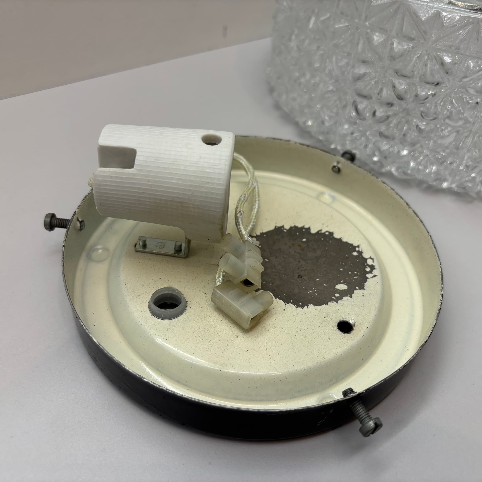 Plafon, transparent szkło, stal, Dania, lata 70. - 228504