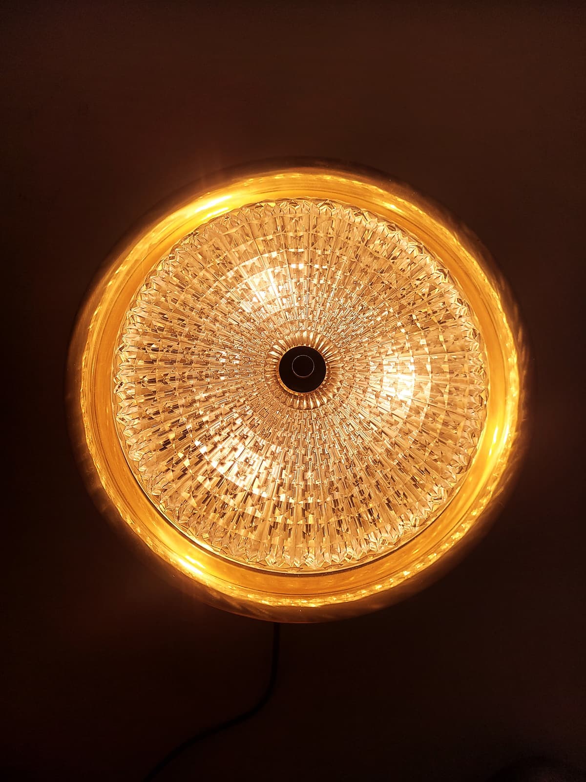 Plafon, kryształ transparentny, mosiądz, proj. C. Fagerlund, Orrefors, Szwecja, lata 70. - 228563