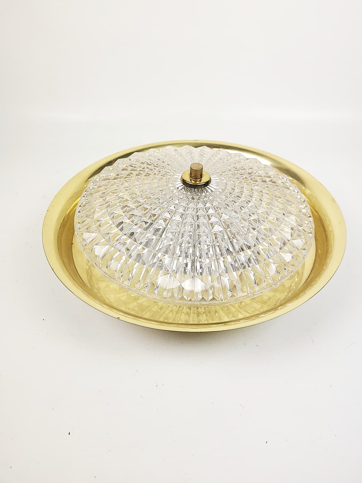 Plafon, kryształ transparentny, mosiądz, proj. C. Fagerlund, Orrefors, Szwecja, lata 70. - 228562