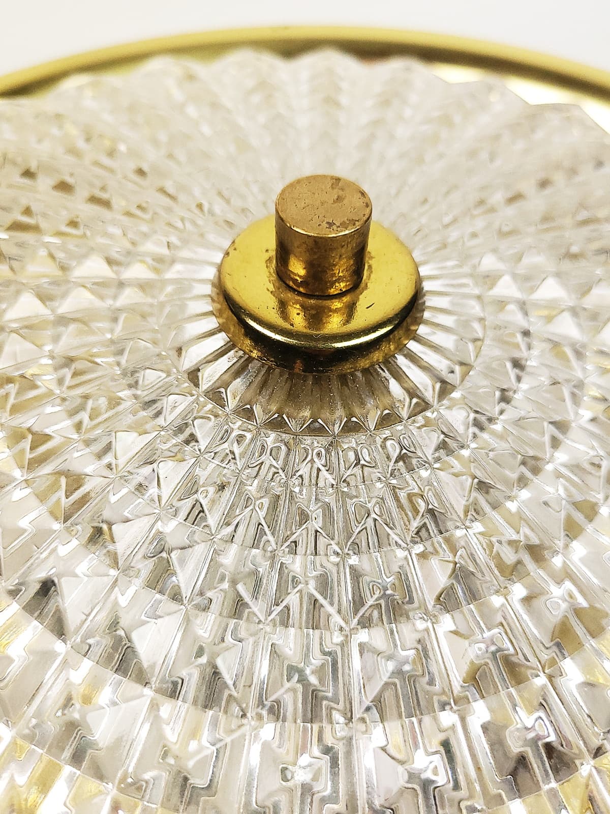 Plafon, kryształ transparentny, mosiądz, proj. C. Fagerlund, Orrefors, Szwecja, lata 70. - 228568