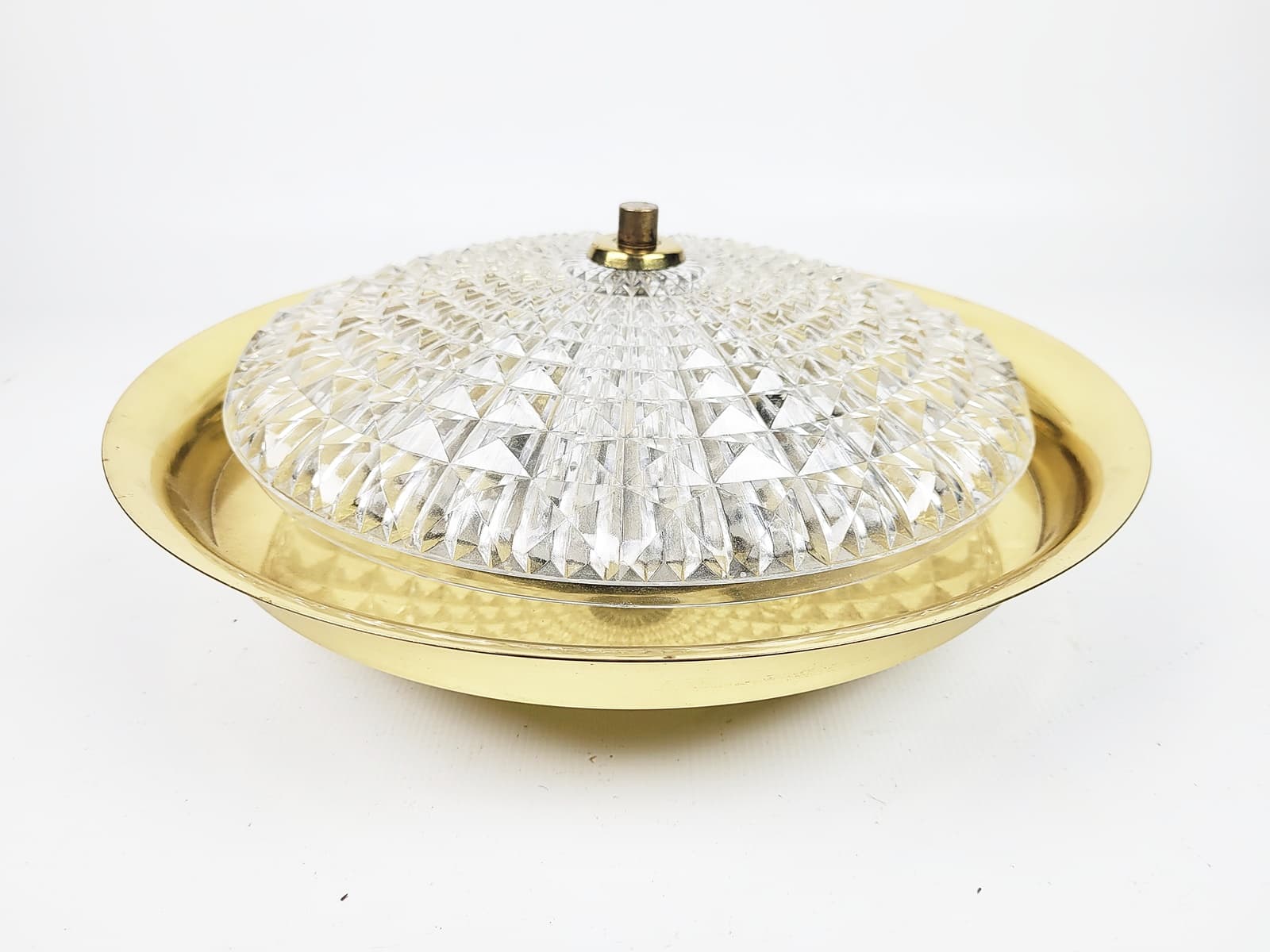 Plafon, kryształ transparentny, mosiądz, proj. C. Fagerlund, Orrefors, Szwecja, lata 70. - 228560