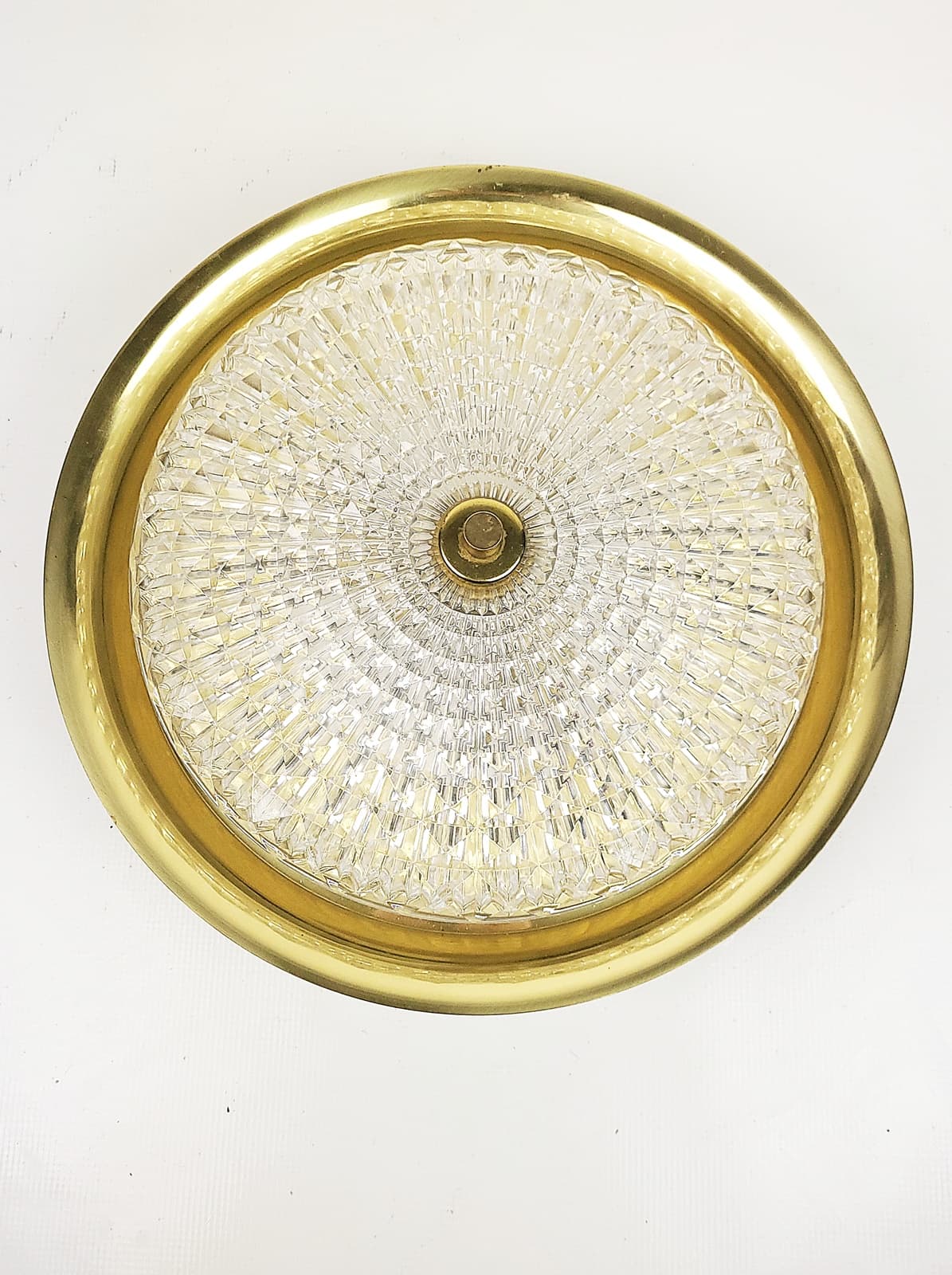 Plafon, kryształ transparentny, mosiądz, proj. C. Fagerlund, Orrefors, Szwecja, lata 70. - 228565