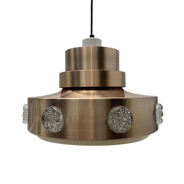 Lampa wisząca Space Age, aluminium srebrny, szkło, Dania, lata 70. - WYMIARY