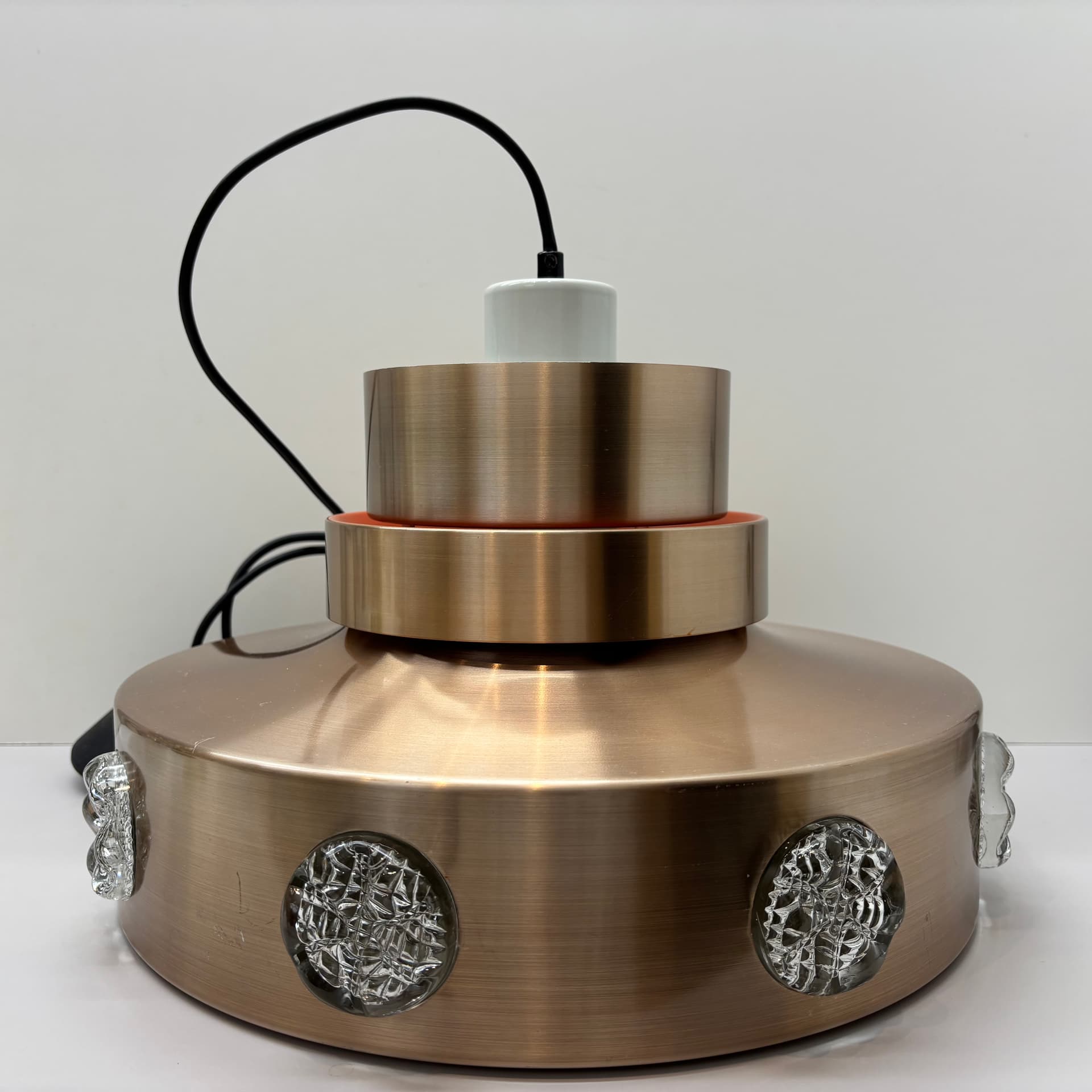 Lampa wisząca Space Age, aluminium srebrny, szkło, Dania, lata 70. - 228576