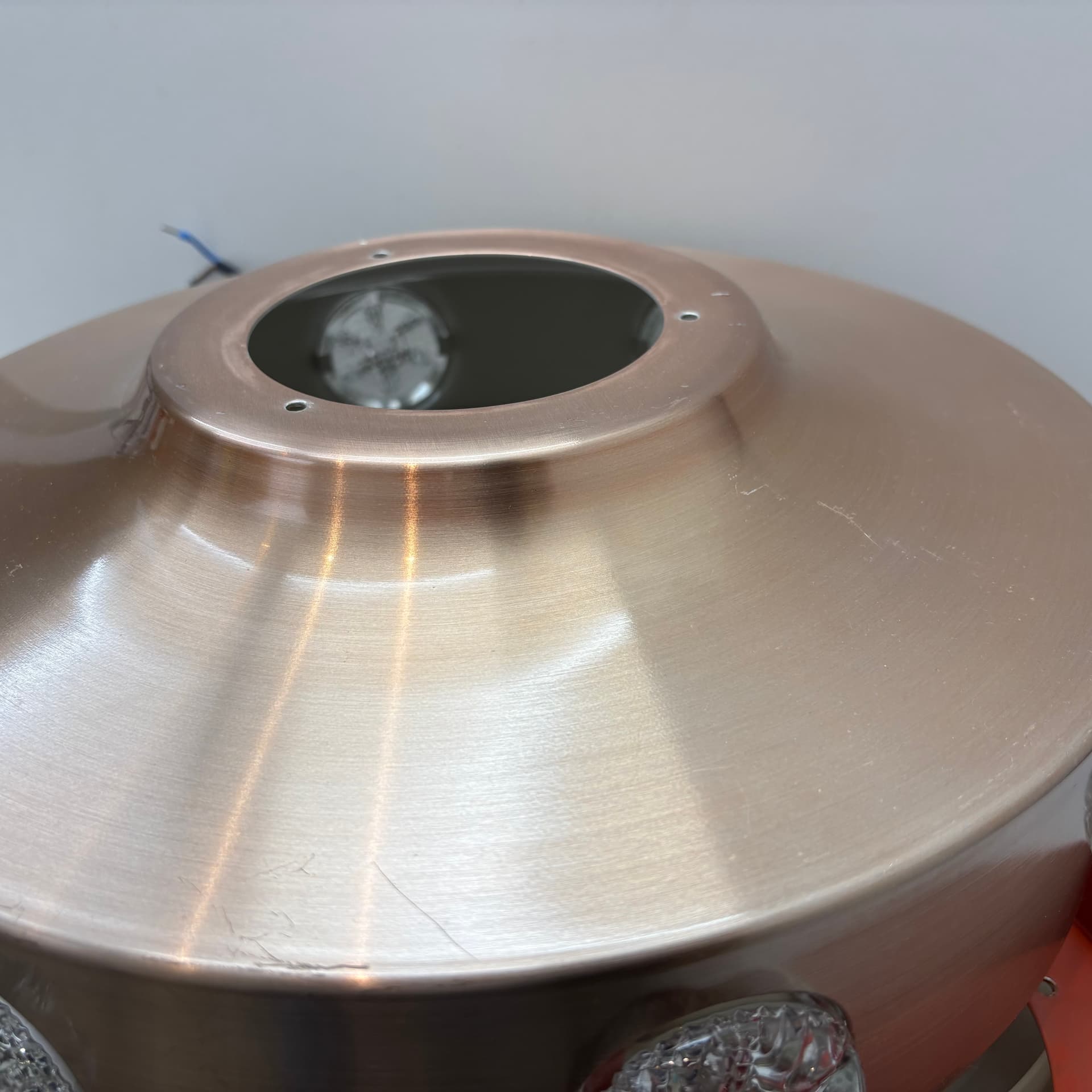 Lampa wisząca Space Age, aluminium srebrny, szkło, Dania, lata 70. - 228581