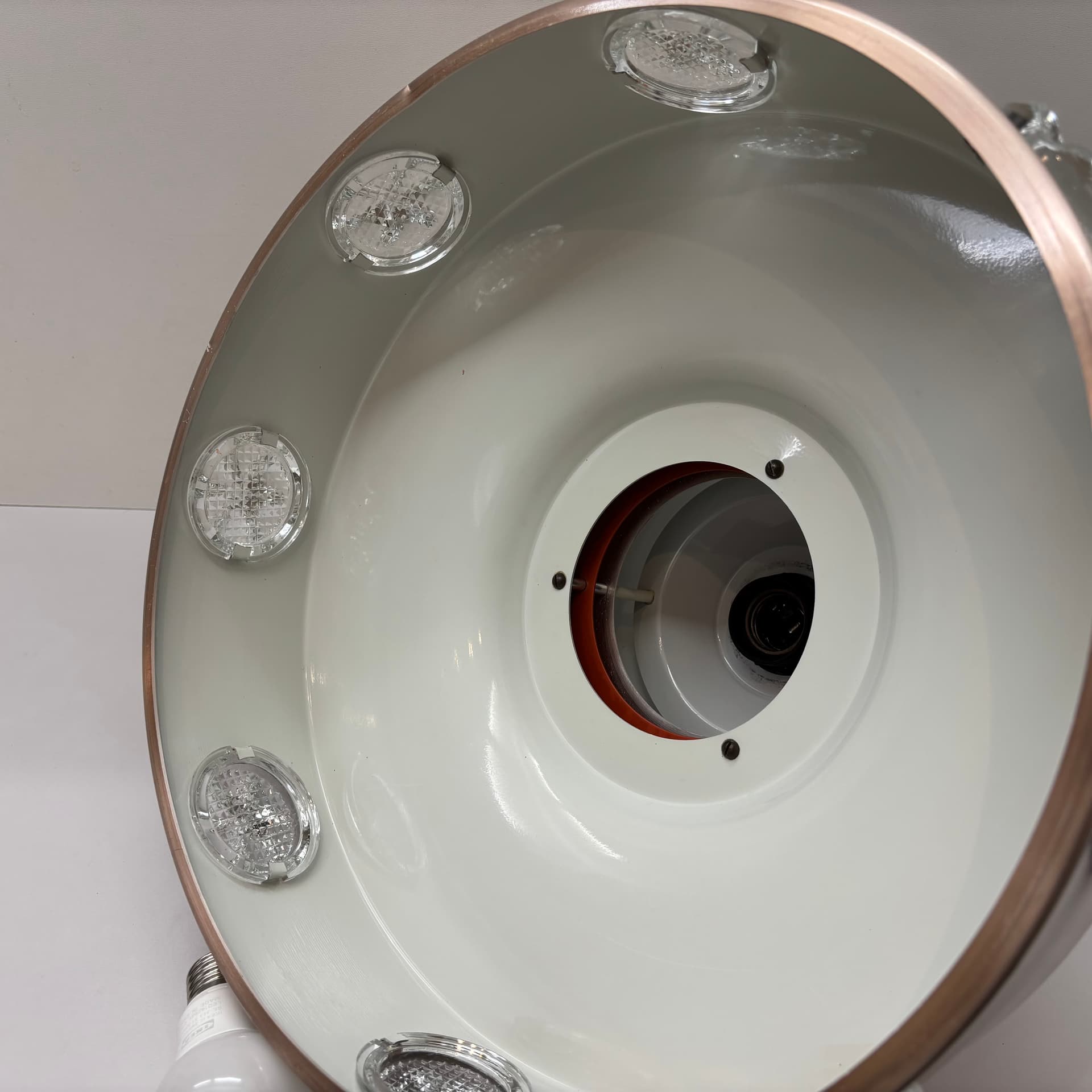 Lampa wisząca Space Age, aluminium srebrny, szkło, Dania, lata 70. - 228580