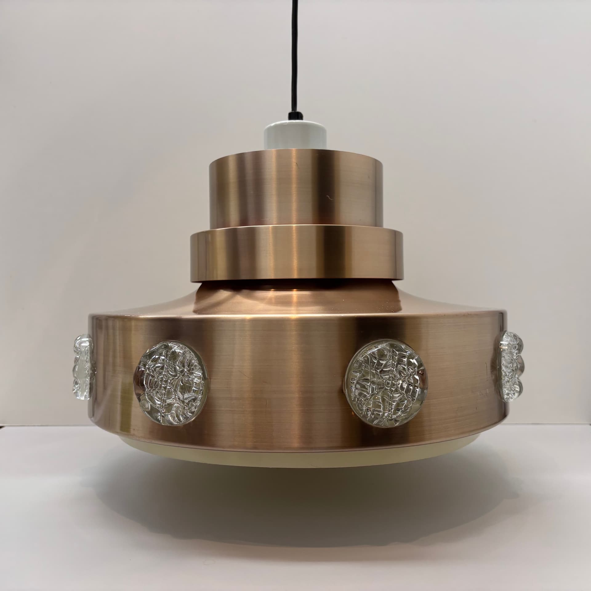 Lampa wisząca Space Age, aluminium srebrny, szkło, Dania, lata 70. - 228571