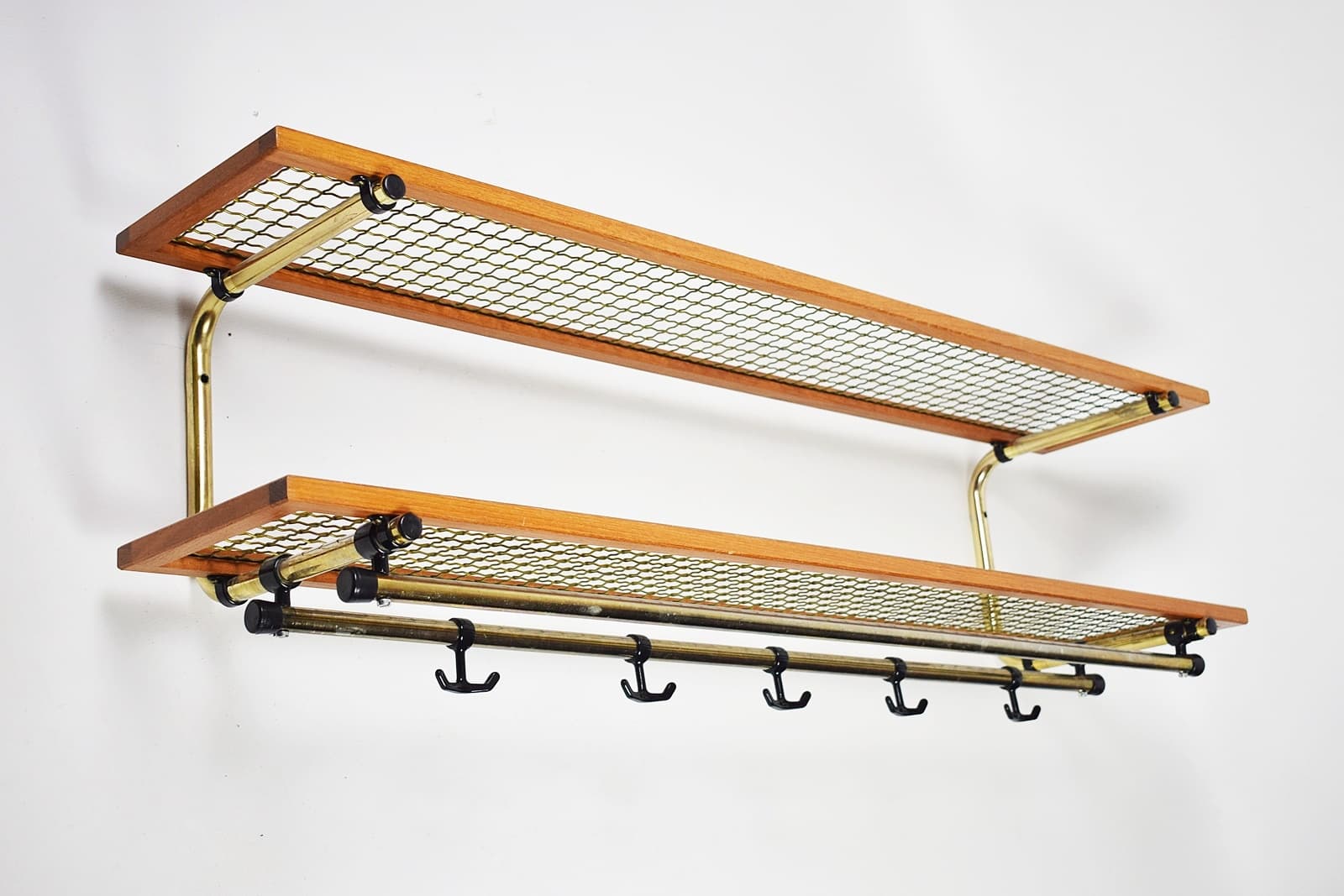 Wieszak ścienny, teak brązowy, Skandynawia, lata 60. - 228605