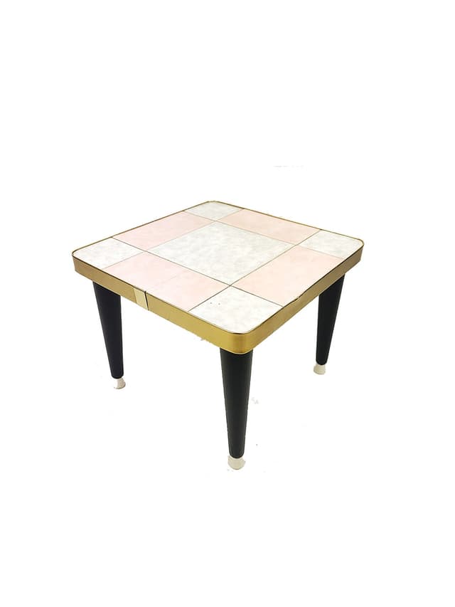 Kwietnik Rockabilly, multikolor, porcelana, metal, drewno, lata 60. - WYMIARY