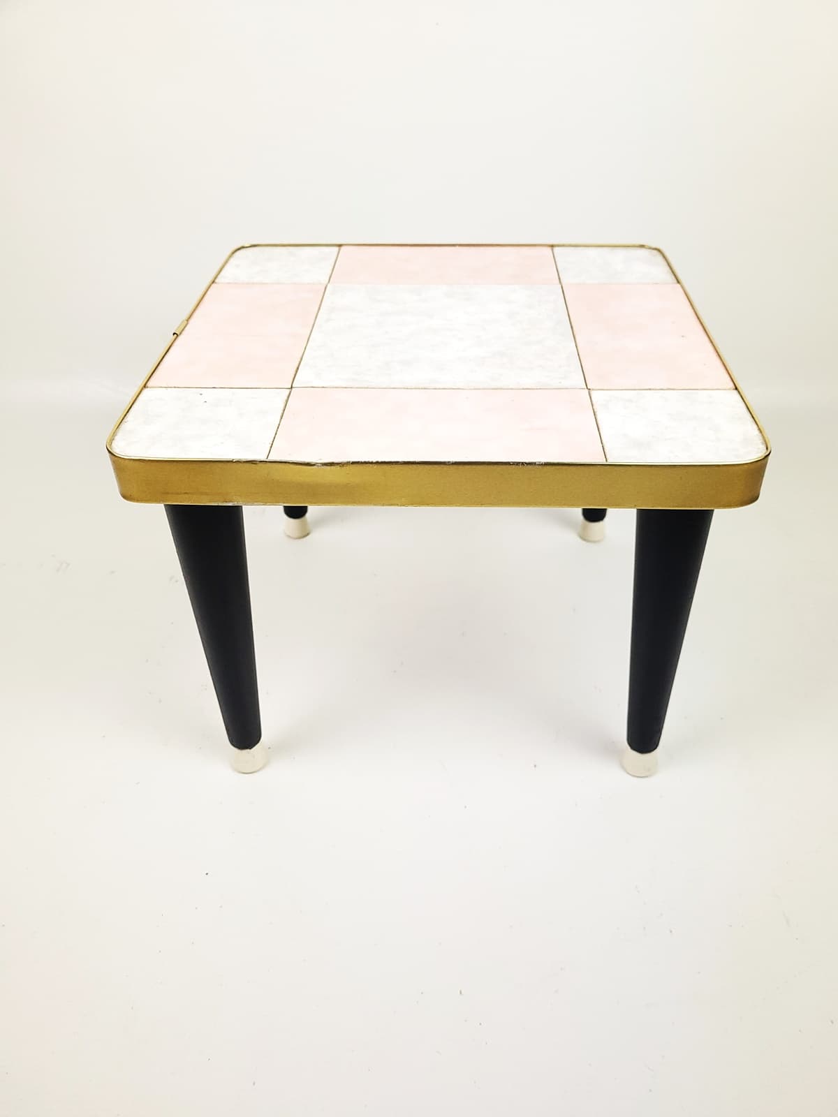 Kwietnik Rockabilly, multikolor, porcelana, metal, drewno, lata 60. - 228622