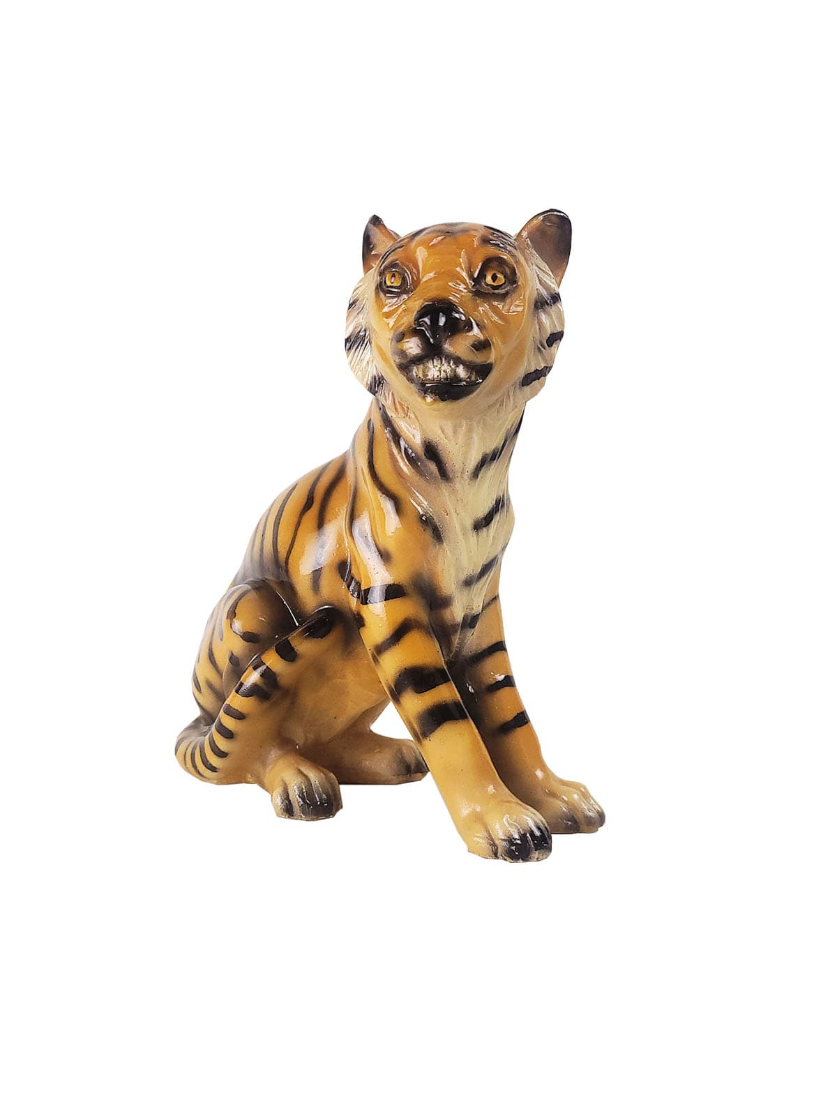 Figurka Tygrys, pomarańczowy, ceramika, lata 70.