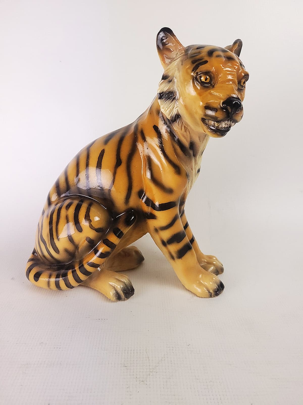 Figurka Tygrys, pomarańczowy, ceramika, lata 70. - 228631