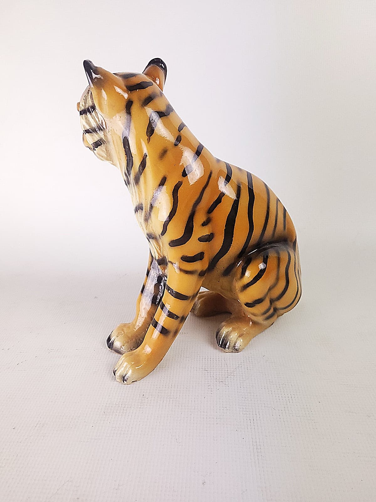 Figurka Tygrys, pomarańczowy, ceramika, lata 70. - 228636