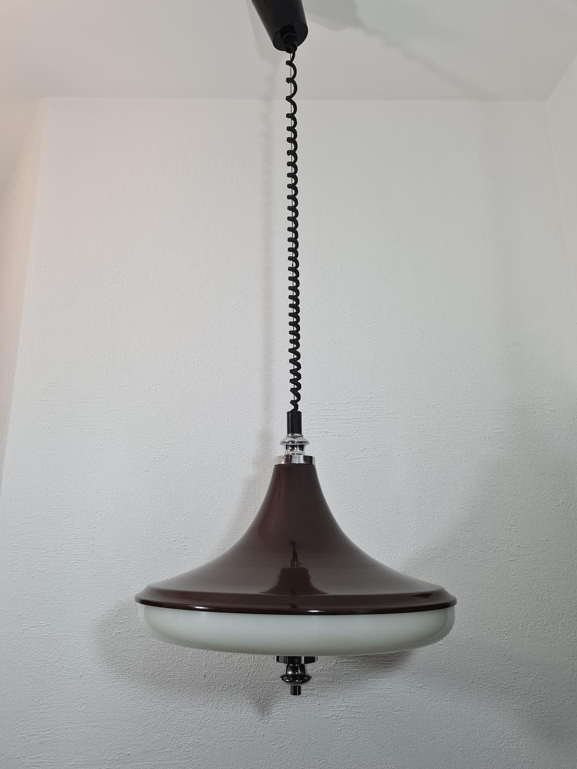 Lampa wisząca Space Age, brązowy, szkło, Massive, Belgia, lata 70. - 228679