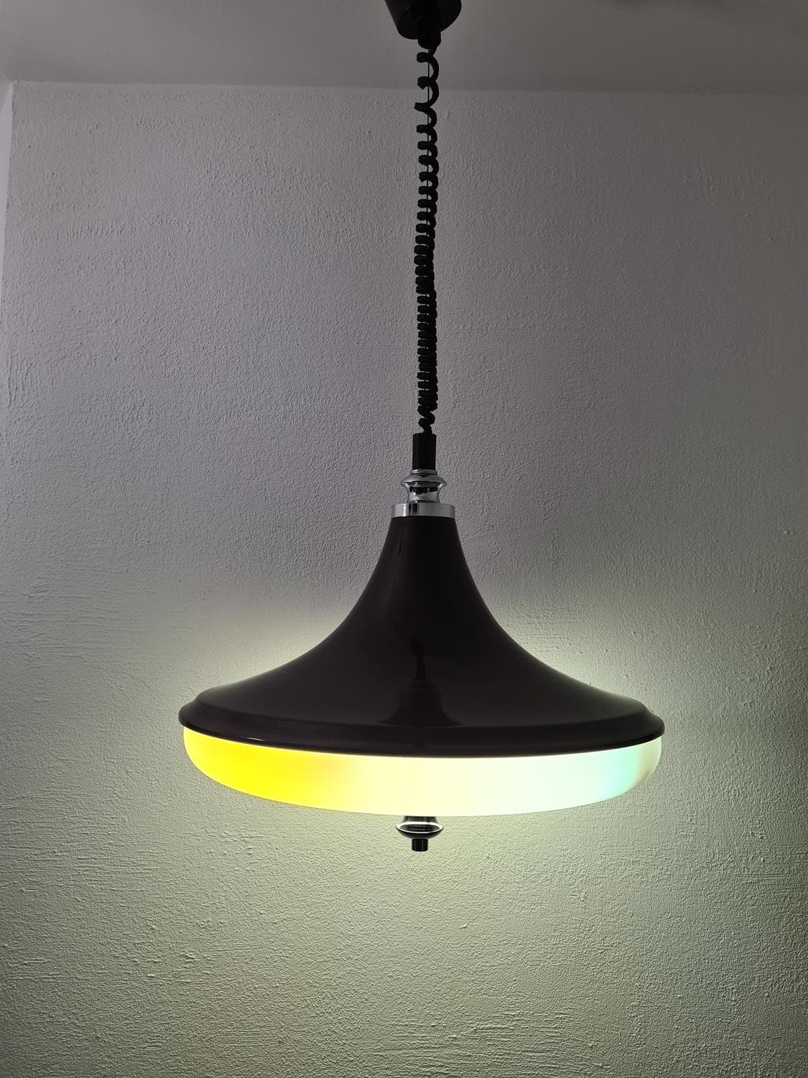 Lampa wisząca Space Age, brązowy, szkło, Massive, Belgia, lata 70. - 228680