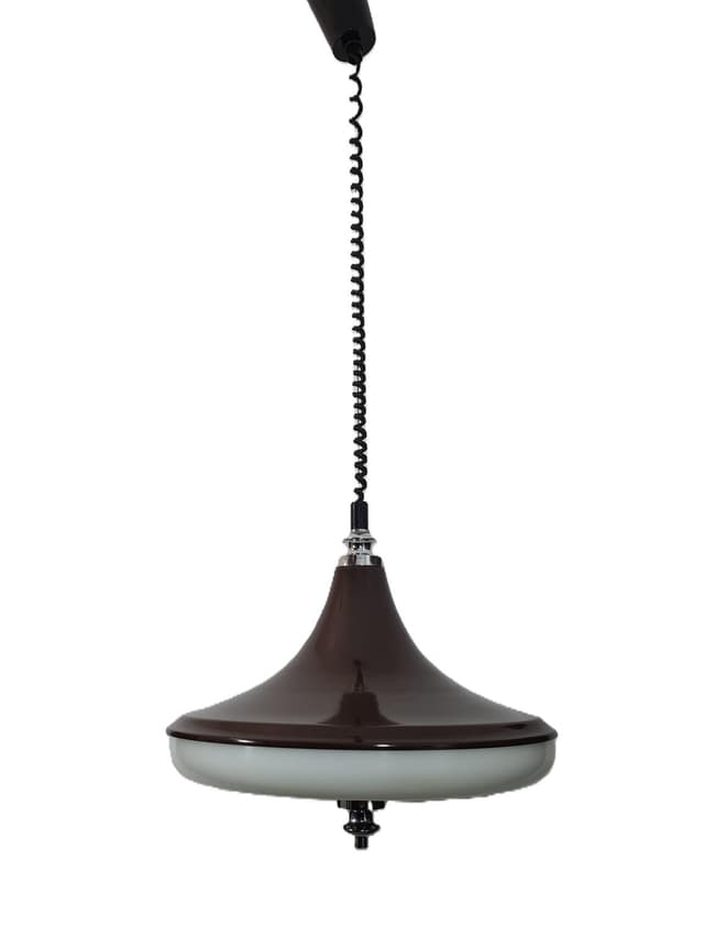 Lampa wisząca Space Age, brązowy, szkło, Massive, Belgia, lata 70. - WYMIARY