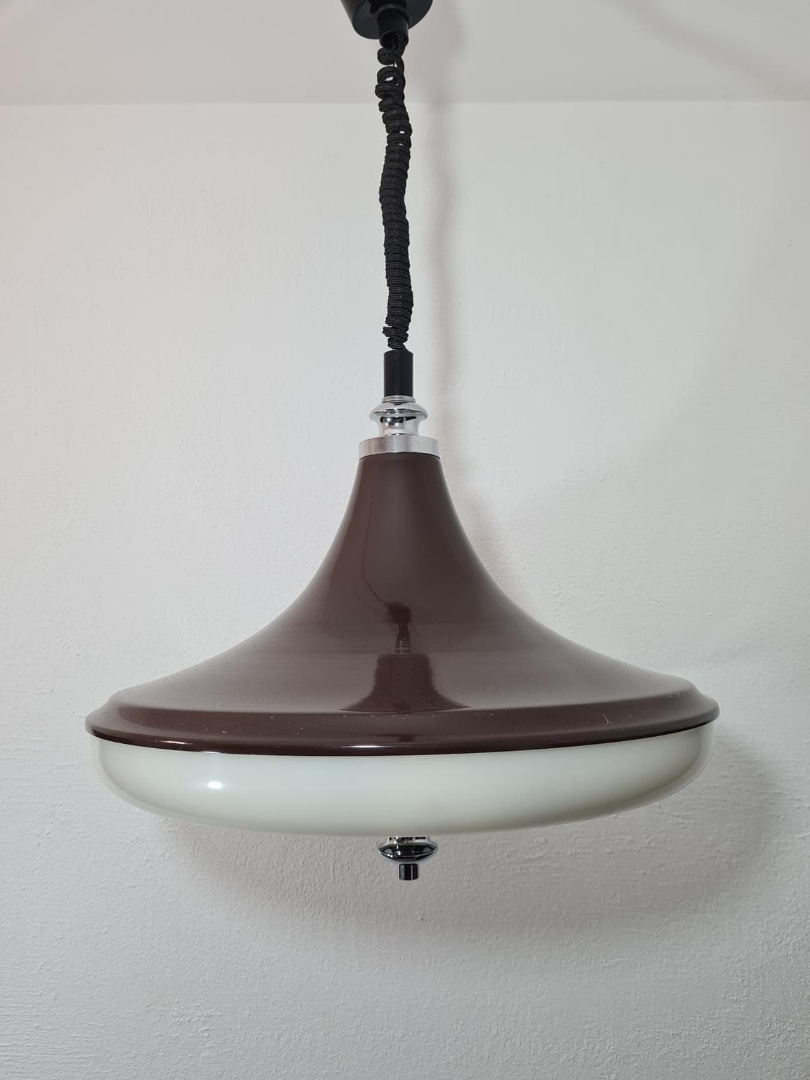 Lampa wisząca Space Age, brązowy, szkło, Massive, Belgia, lata 70. - 228674