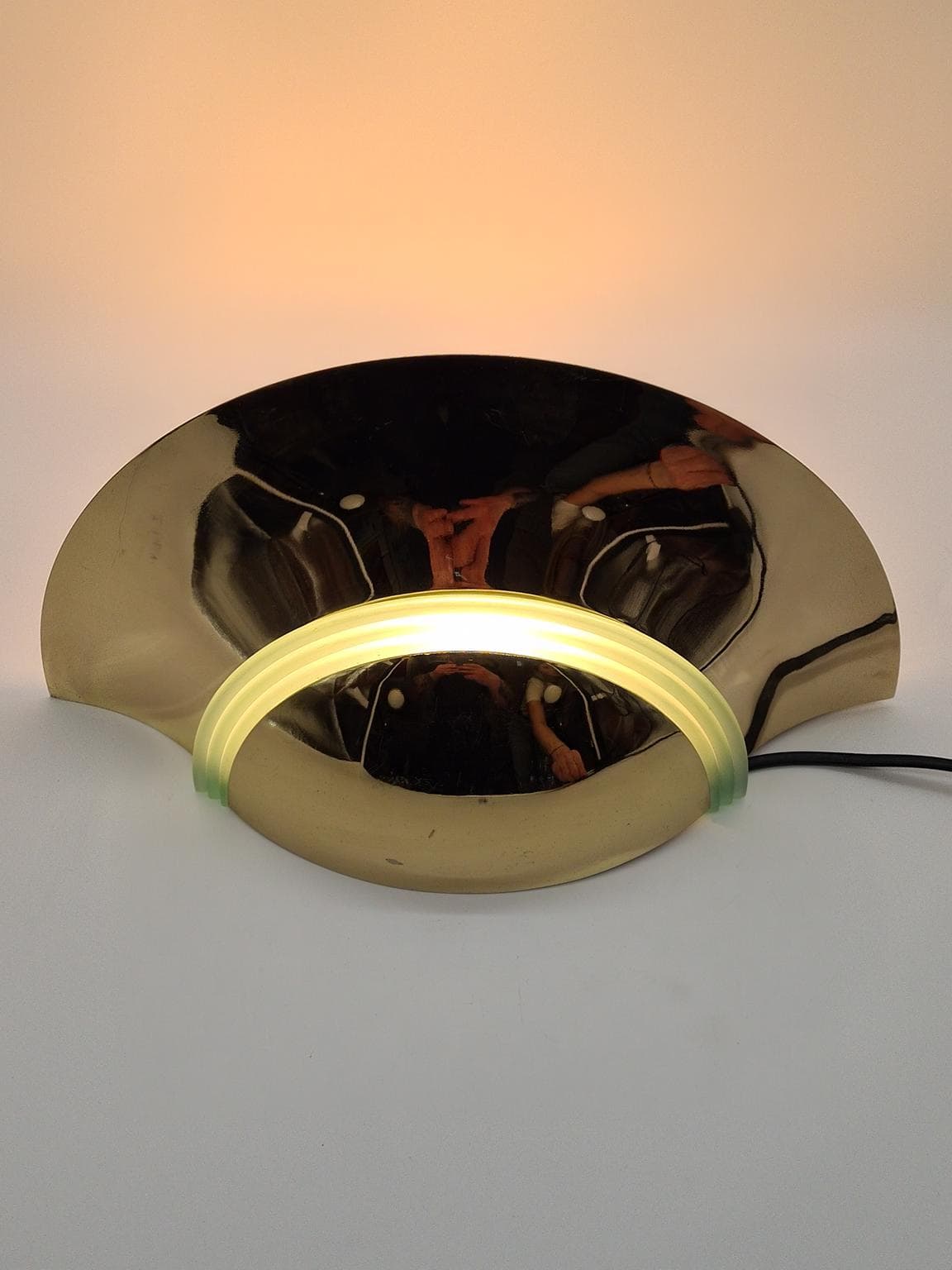 Kinkiet, złoty, metal, F&K Lighting, Niemcy, lata 70. - 228704