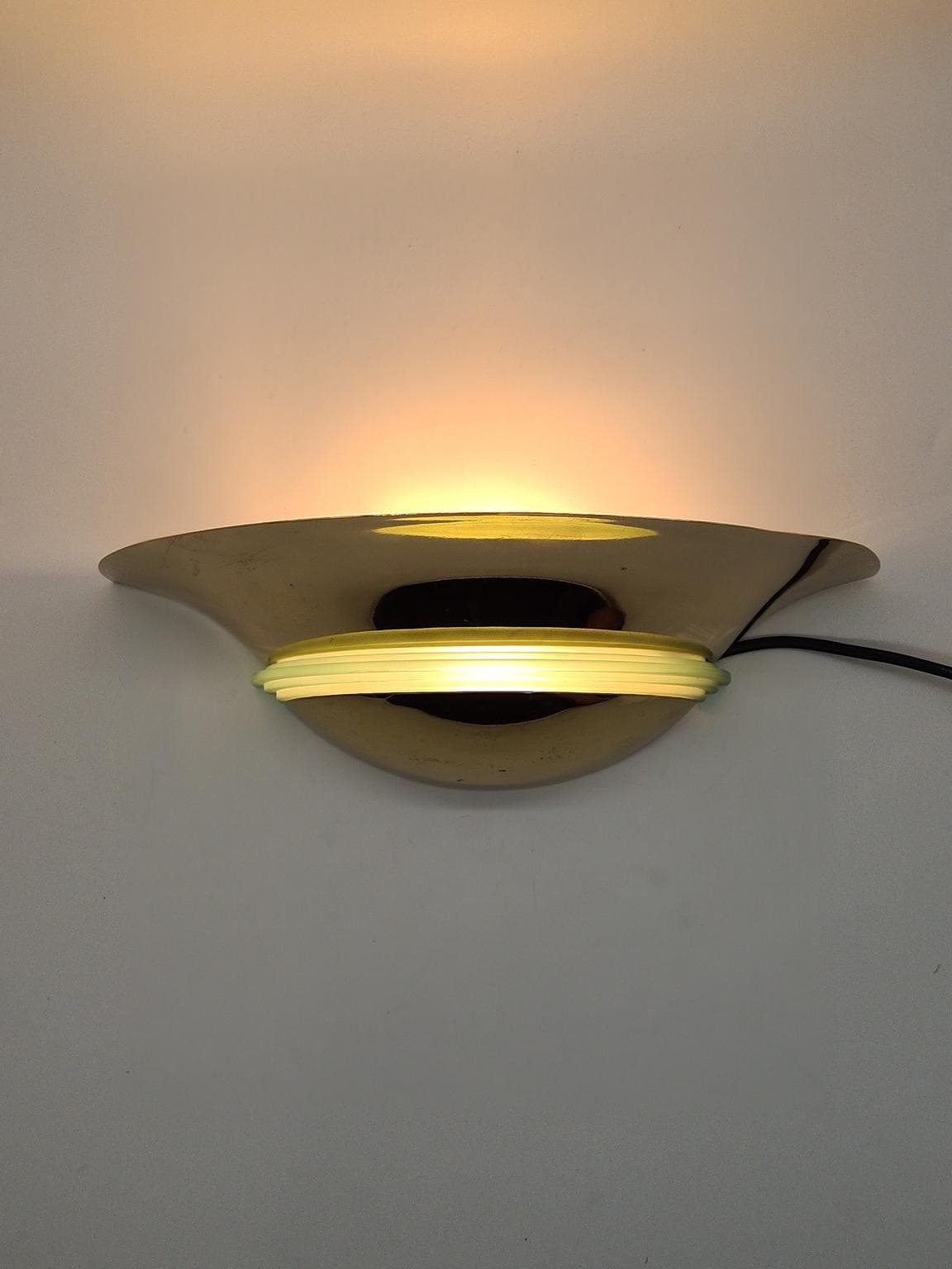 Kinkiet, złoty, metal, F&K Lighting, Niemcy, lata 70. - 228703