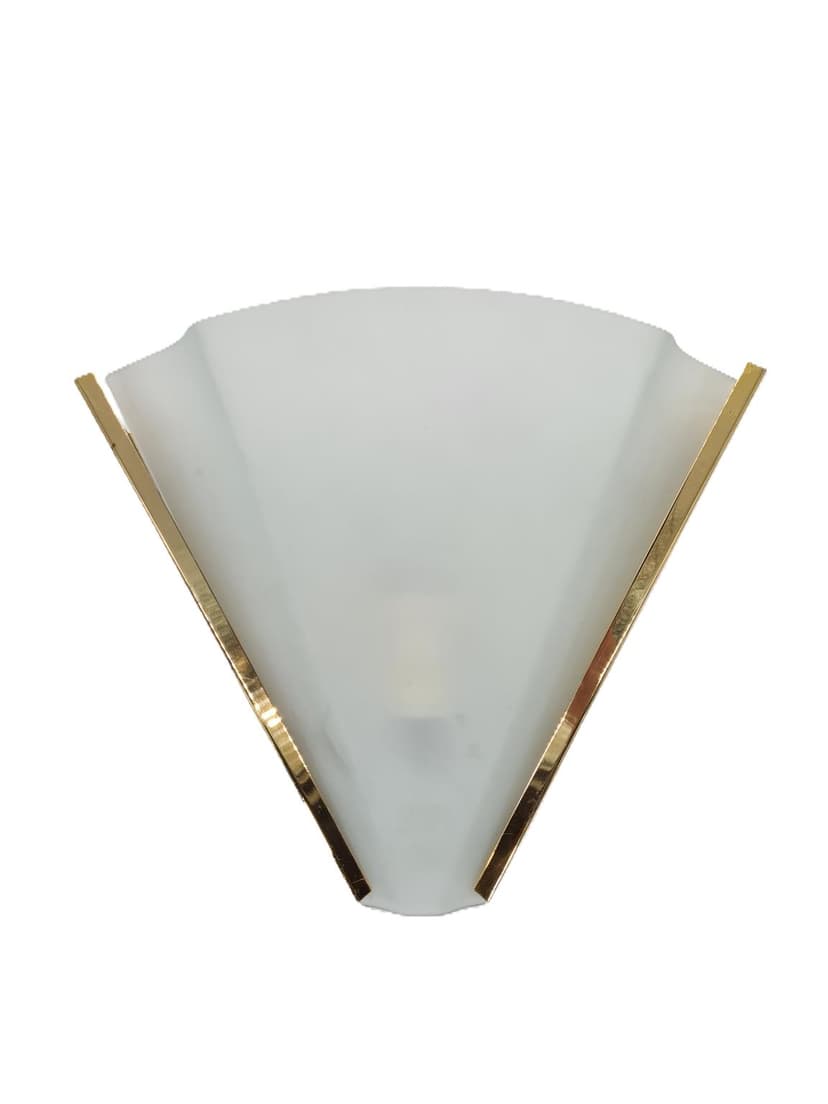 Lampa ścienna, matowe szkło białe, mosiądz, Errebi Luce, Włochy, lata 80.